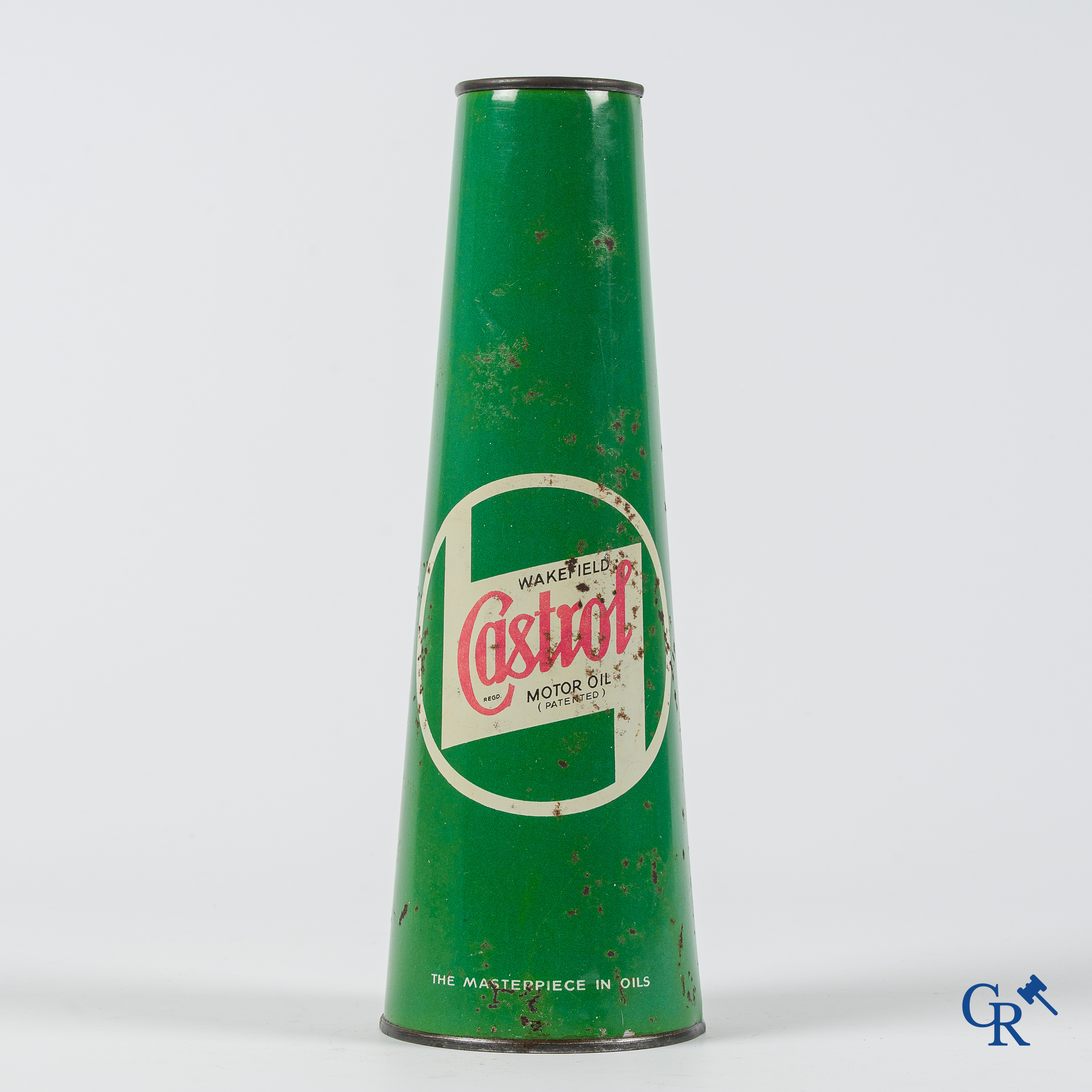 Castrol Motor Oil. Conisch olieblik 1 Liter. The masterpiece in oils. Jaren '40.