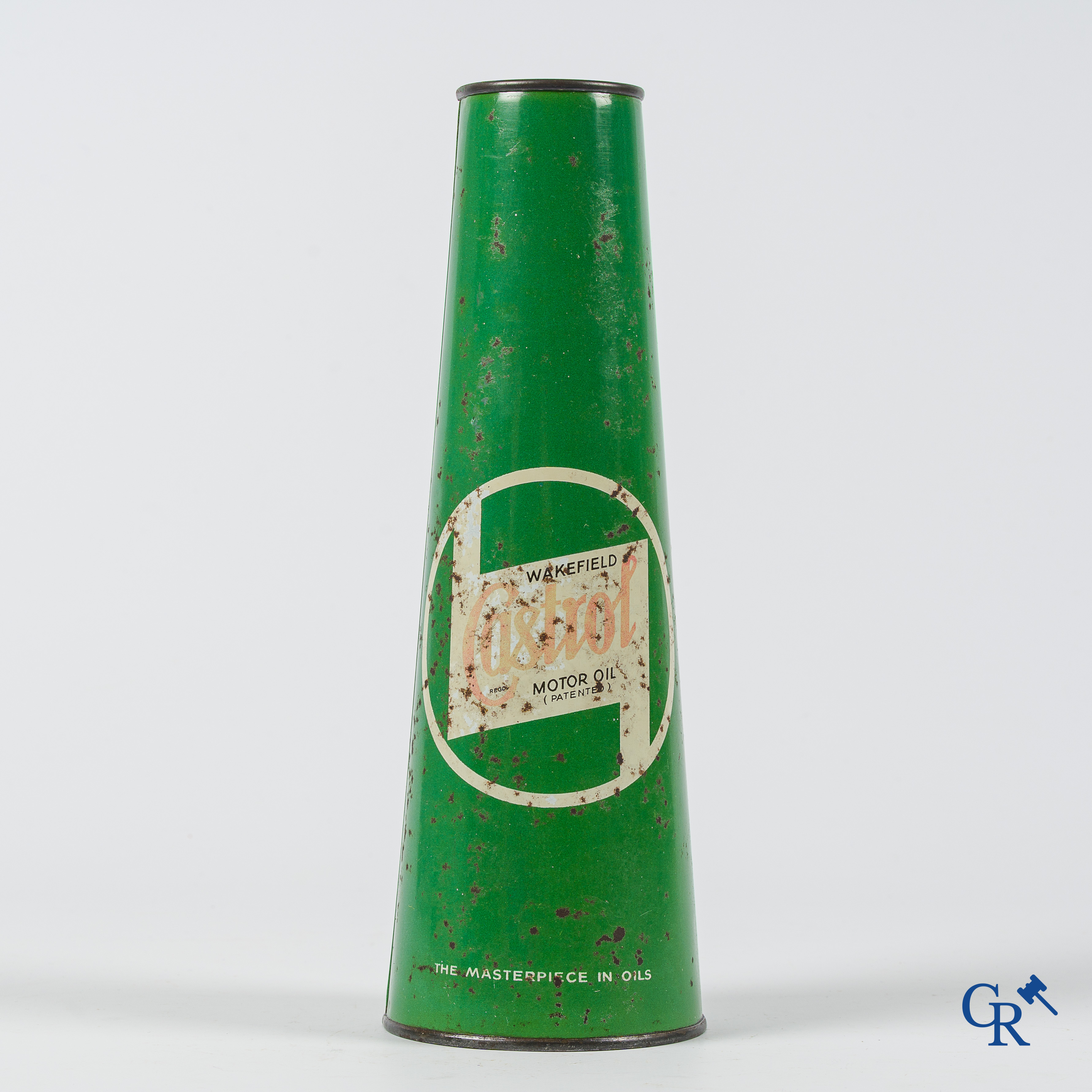 Castrol Motor Oil. Conisch olieblik 1 Liter. The masterpiece in oils. Jaren '40.