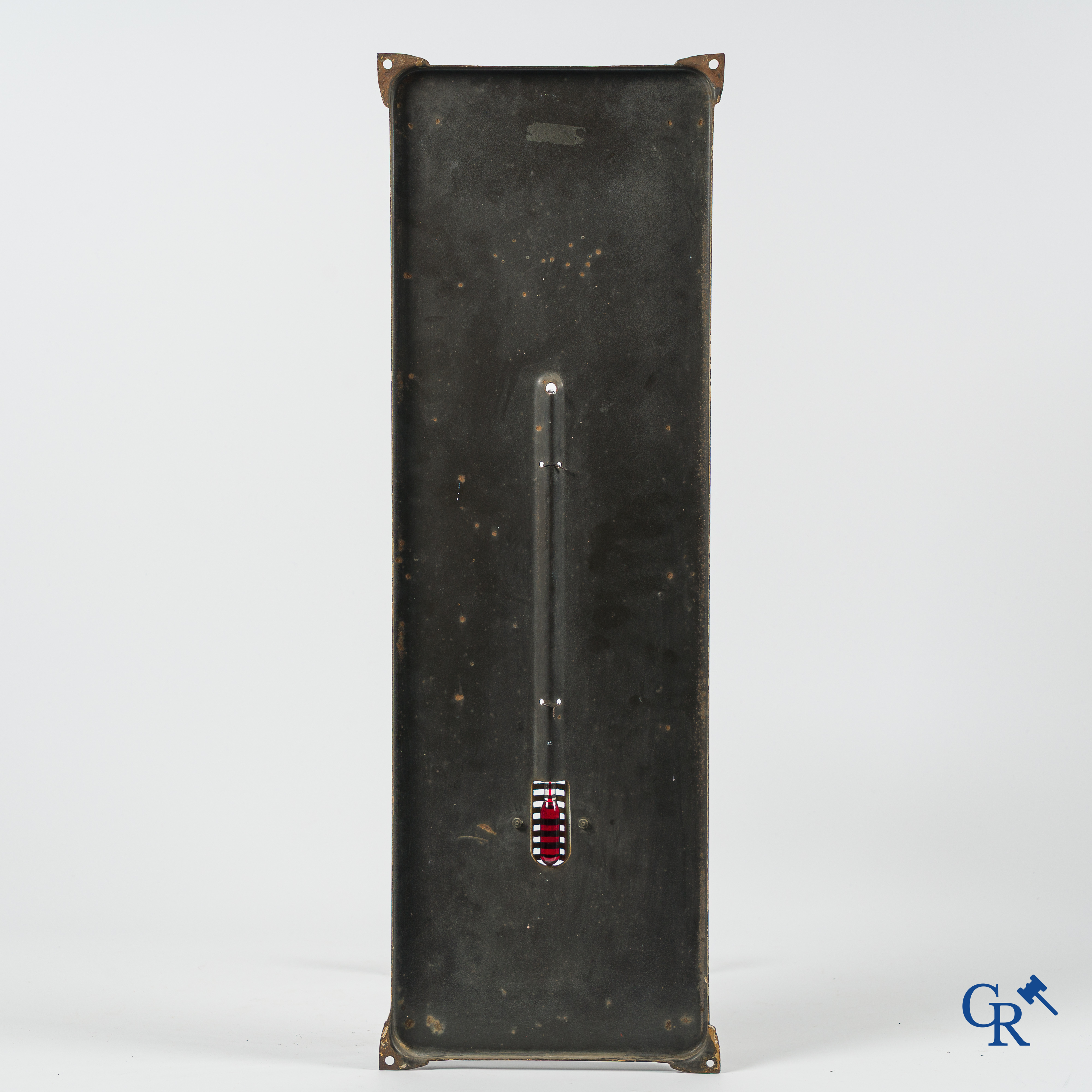 Spa, publiciteits thermometer in emaille met voorstelling van "Pierrot". Emaillerie Belge 1963.