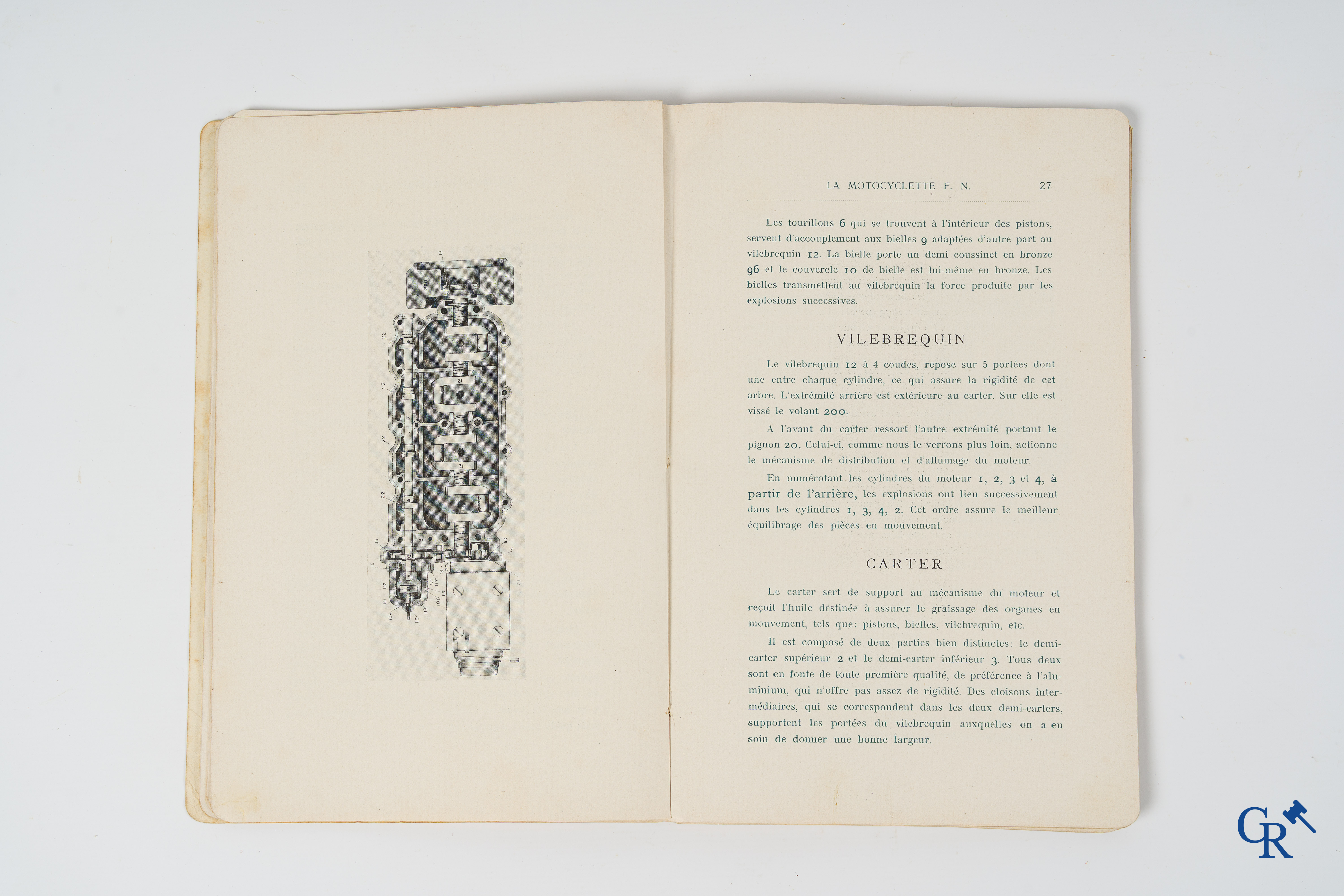 FN. Fabrique Nationale, Herstal-Luik. Originele onderhoudsboek voor de 4 cylinder motorfiets F.N., model 1907.