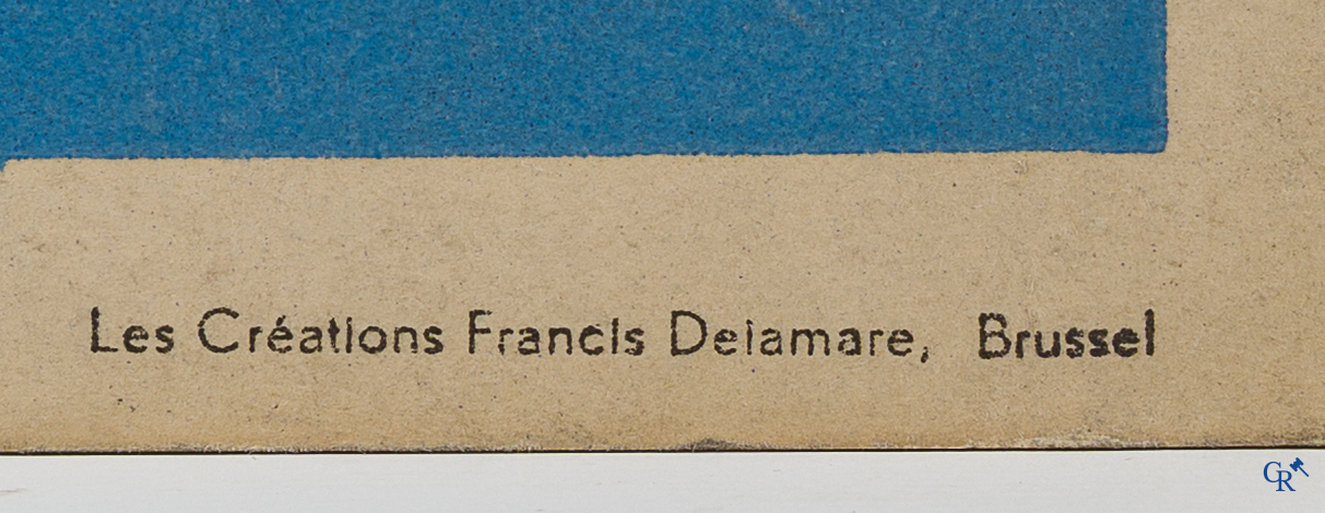 Francis Delamare (1895-1972) Dubbelzijdig en tweetalig publiciteitskarton voor de producten van Thermic.
