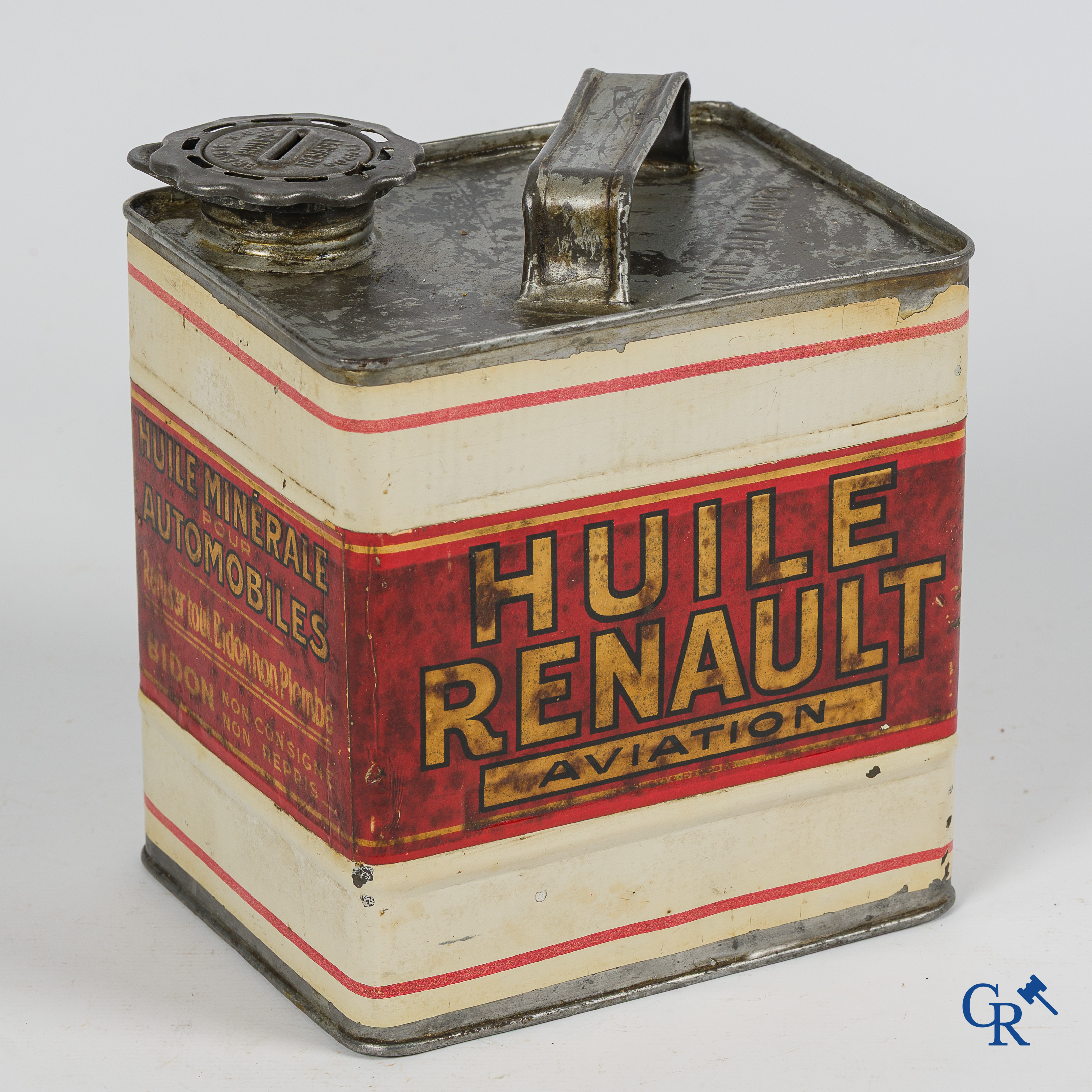 Automobilia. Olieblik. Huile Renault Aviation, Huile minérales pour automobiles. Jaren '30.