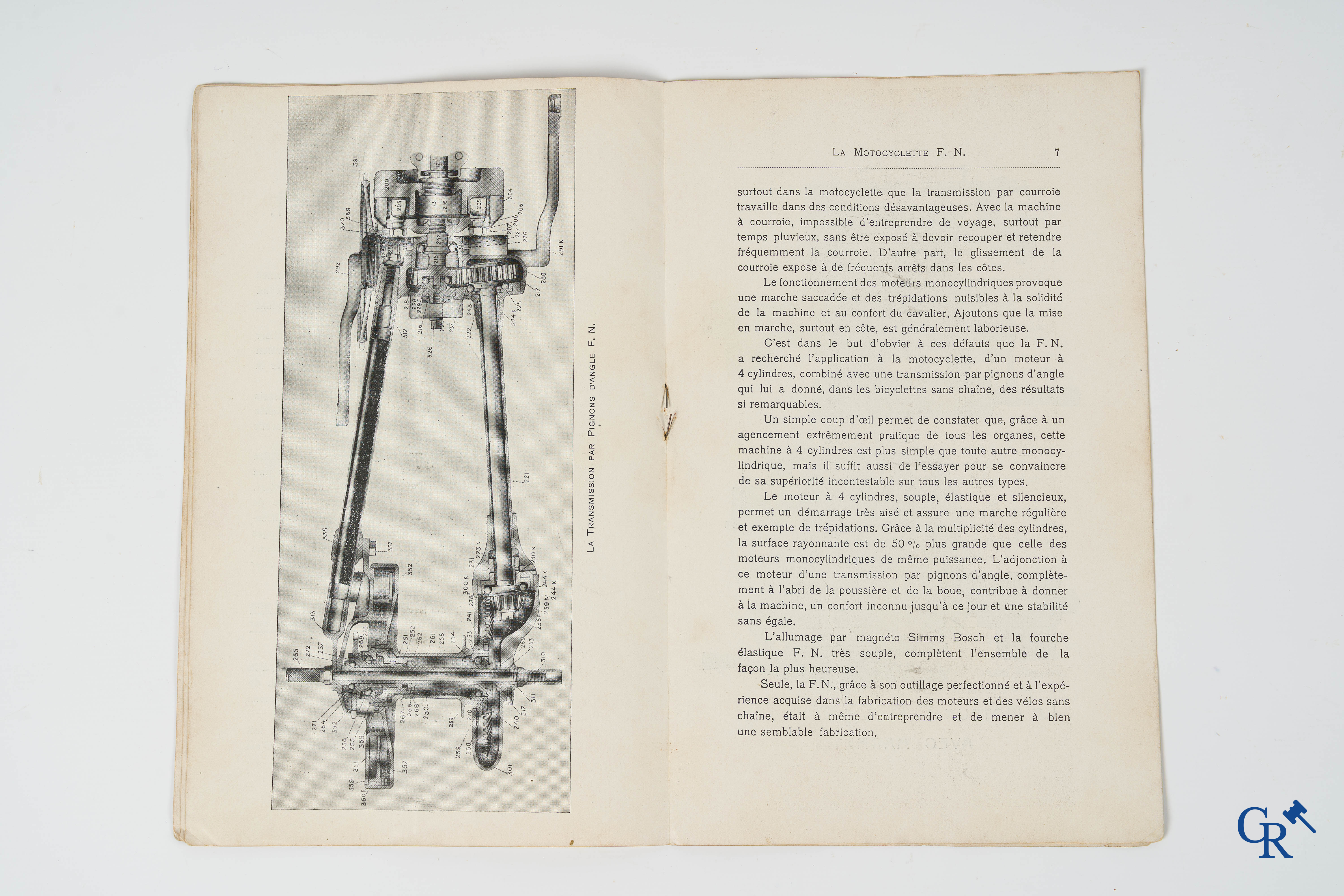 FN. Fabrique Nationale. Publiciteitsfolder-handleiding voor de 4 cilinder motorfiets F.N., model 1907.