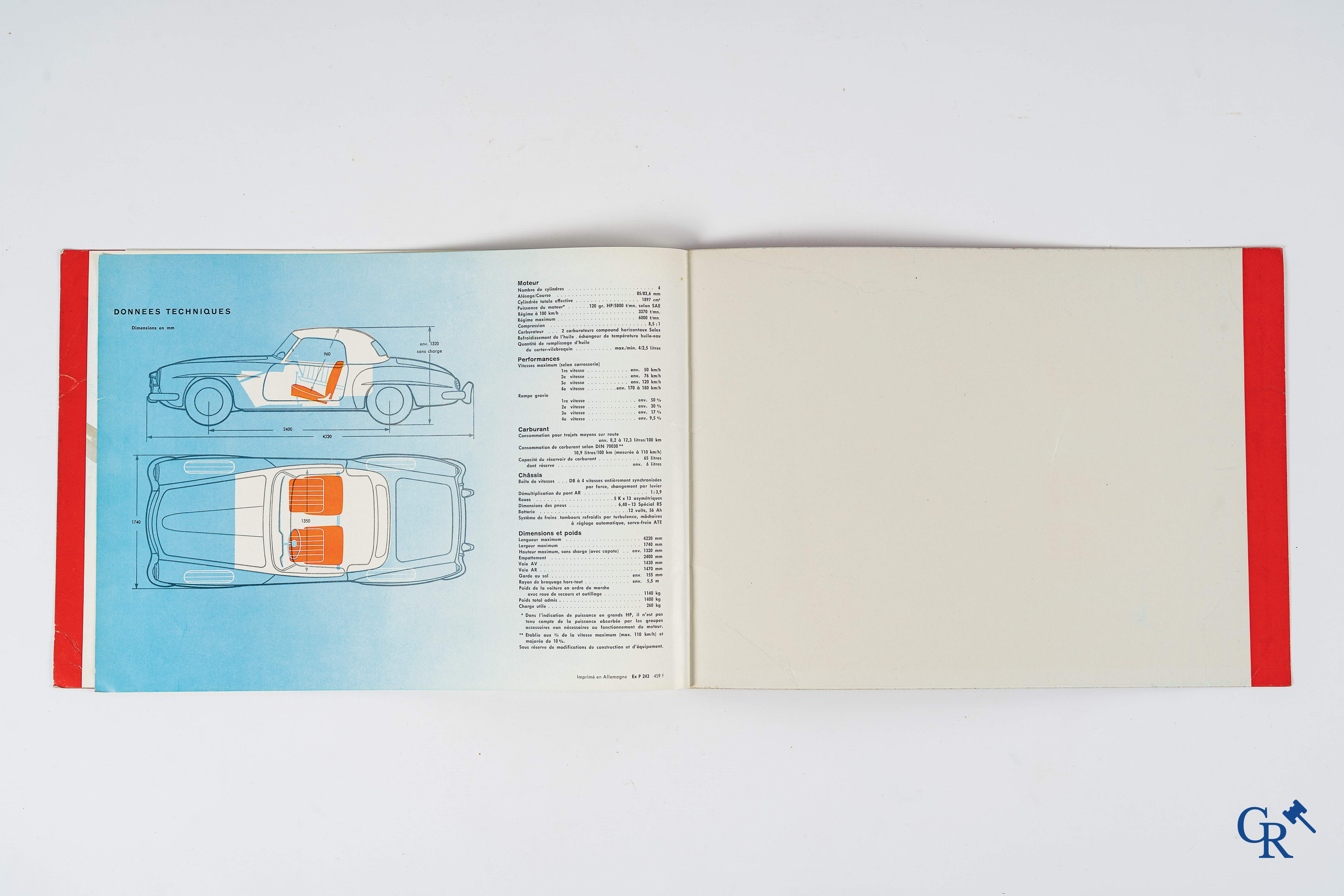 Automobilia. Mercedes Benz. Originele luxe publiciteitsfolder voor de 190SL Roadster en flyers voor de 300SL.