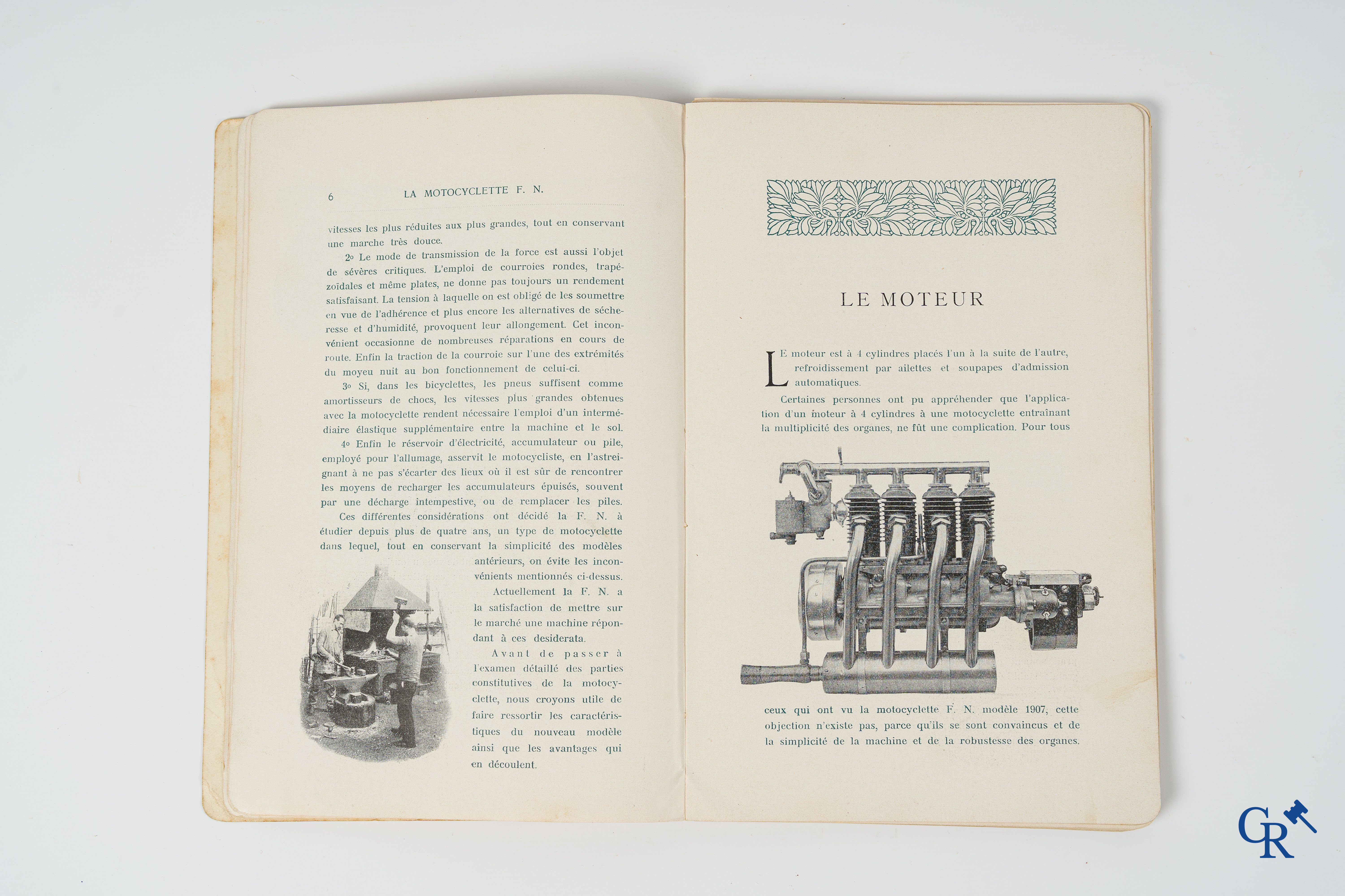 FN. Fabrique Nationale, Herstal-Luik. Originele onderhoudsboek voor de 4 cylinder motorfiets F.N., model 1907.