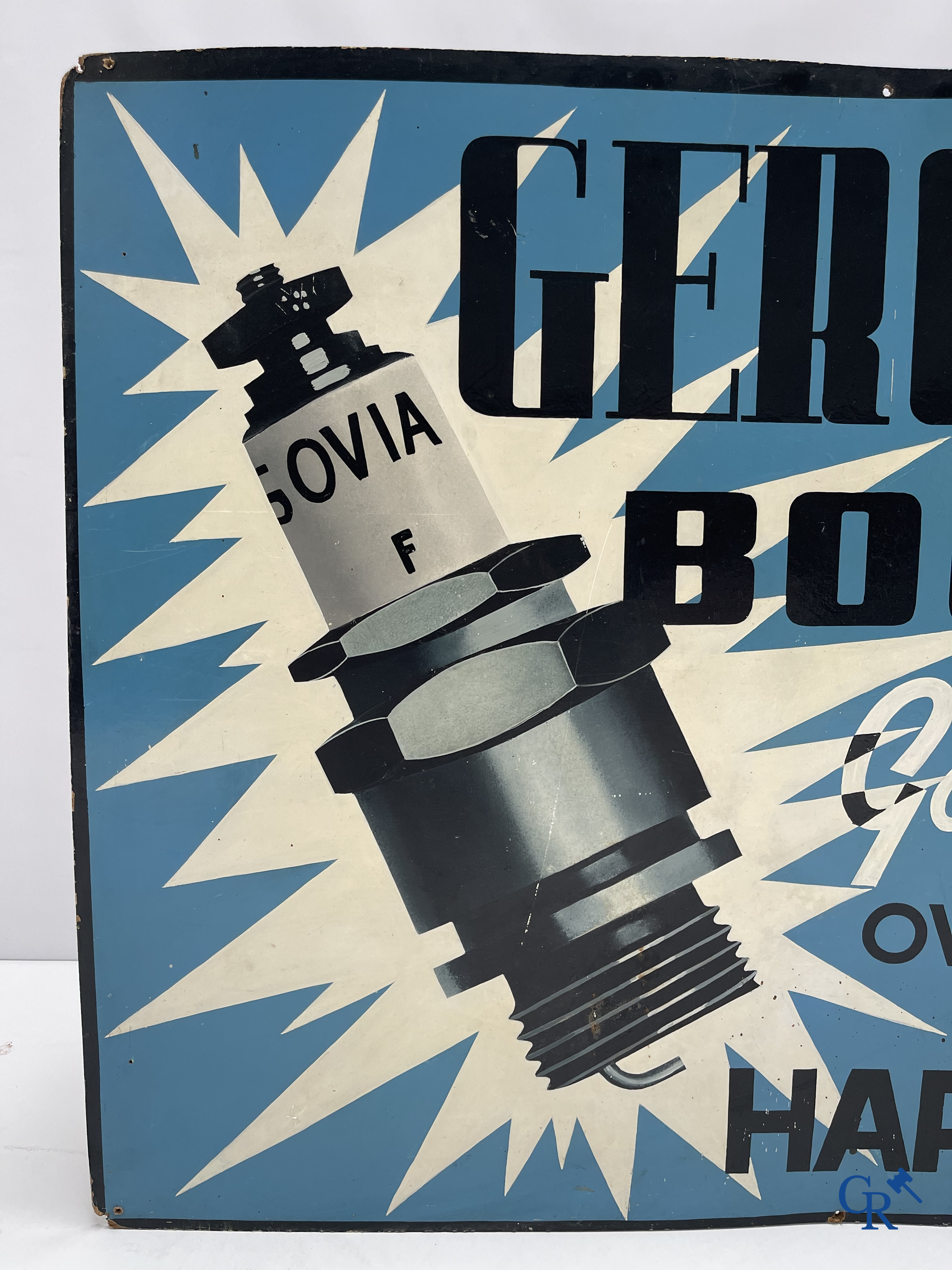 Bougies Gergovia. Large painted advertising sign on hardboard for Gergovia Bougie's. 1960's.