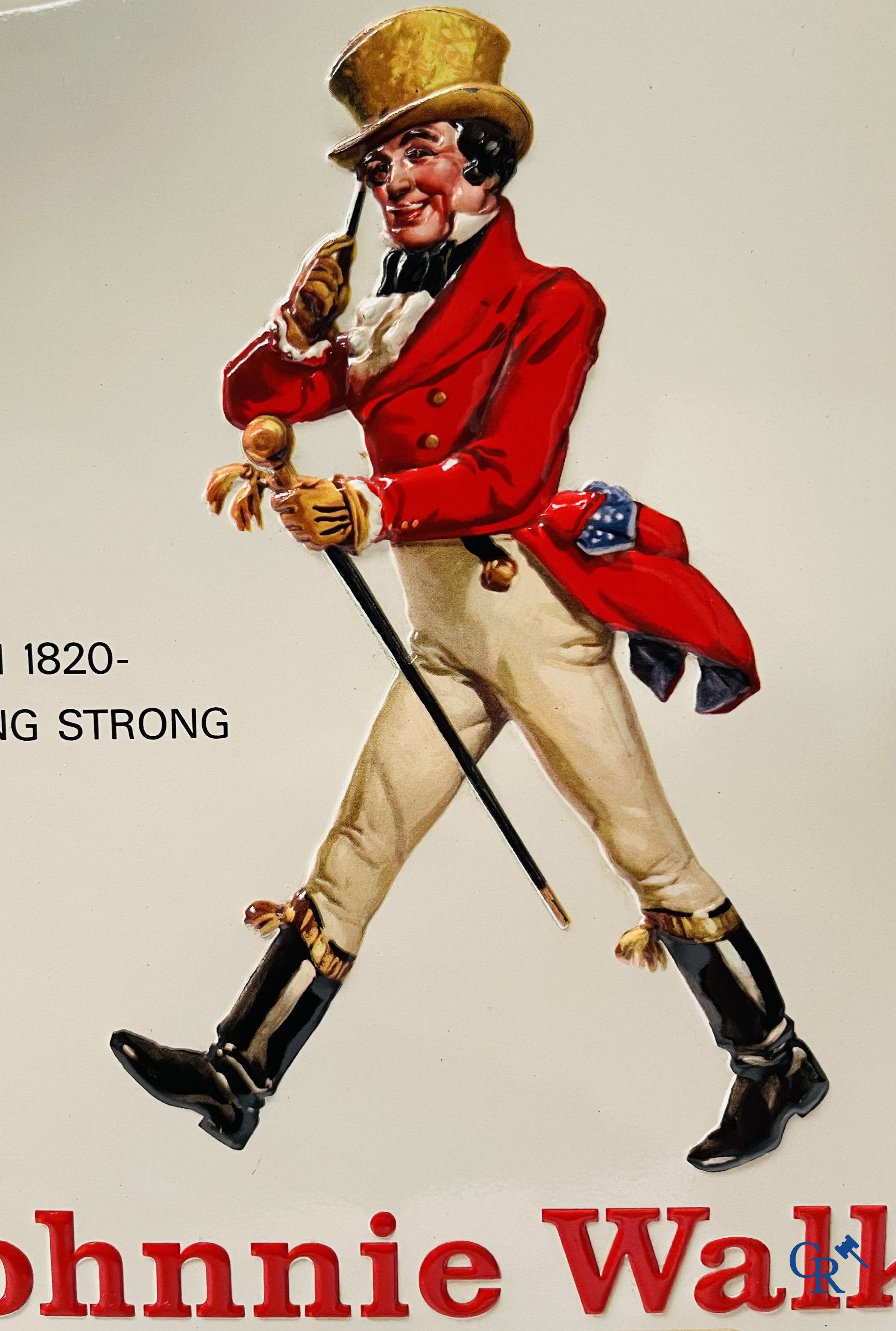 Johnnie Walker, een publiciteits kalender in bedrukt blik. 50'er jaren.