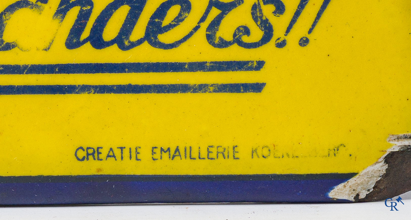 Cichorei de Beukelaar. Emaille reclamebord voor de producten van de Beukelaar. Creatie emaillerie Koekelberg 1939.