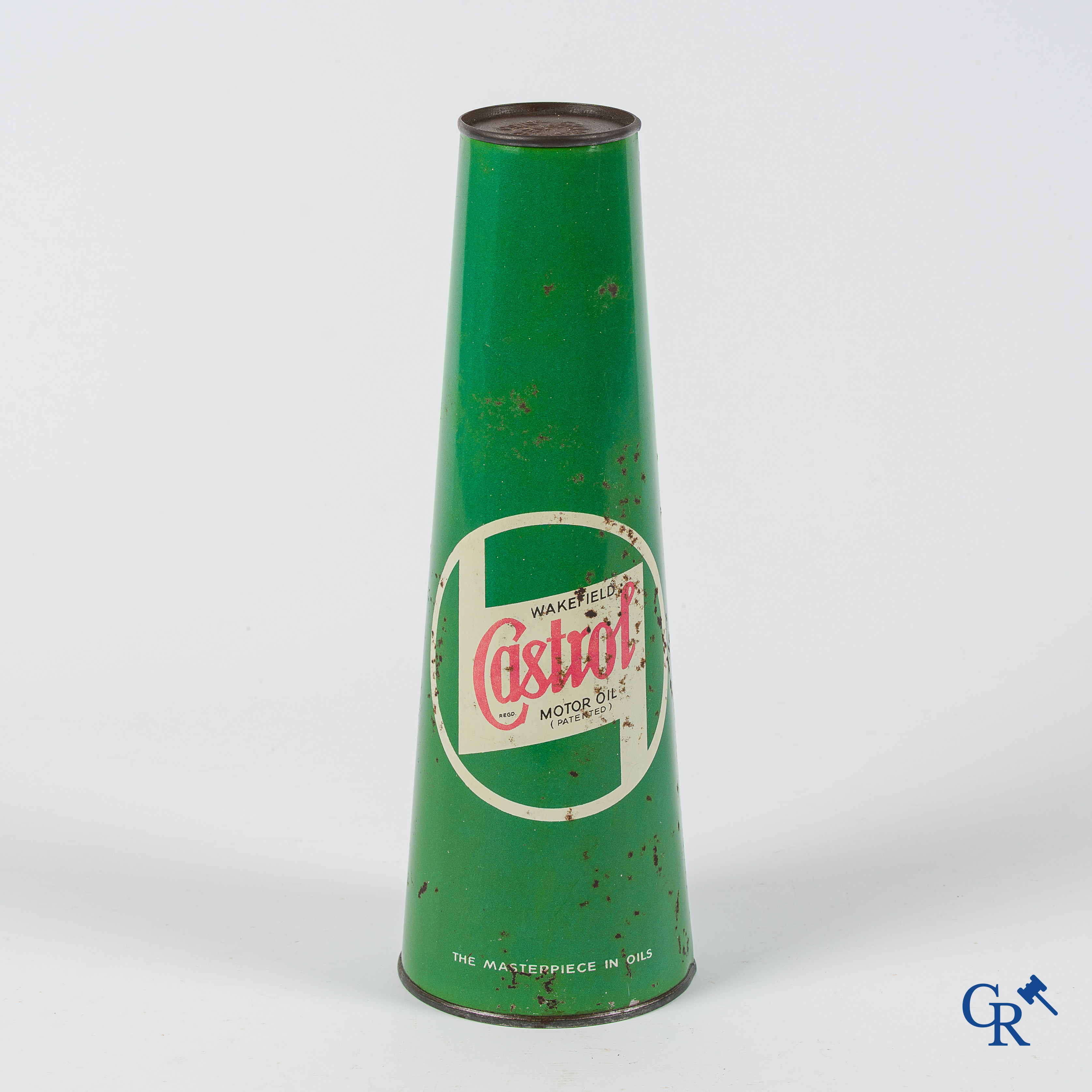 Castrol Motor Oil. Conisch olieblik 1 Liter. The masterpiece in oils. Jaren '40.