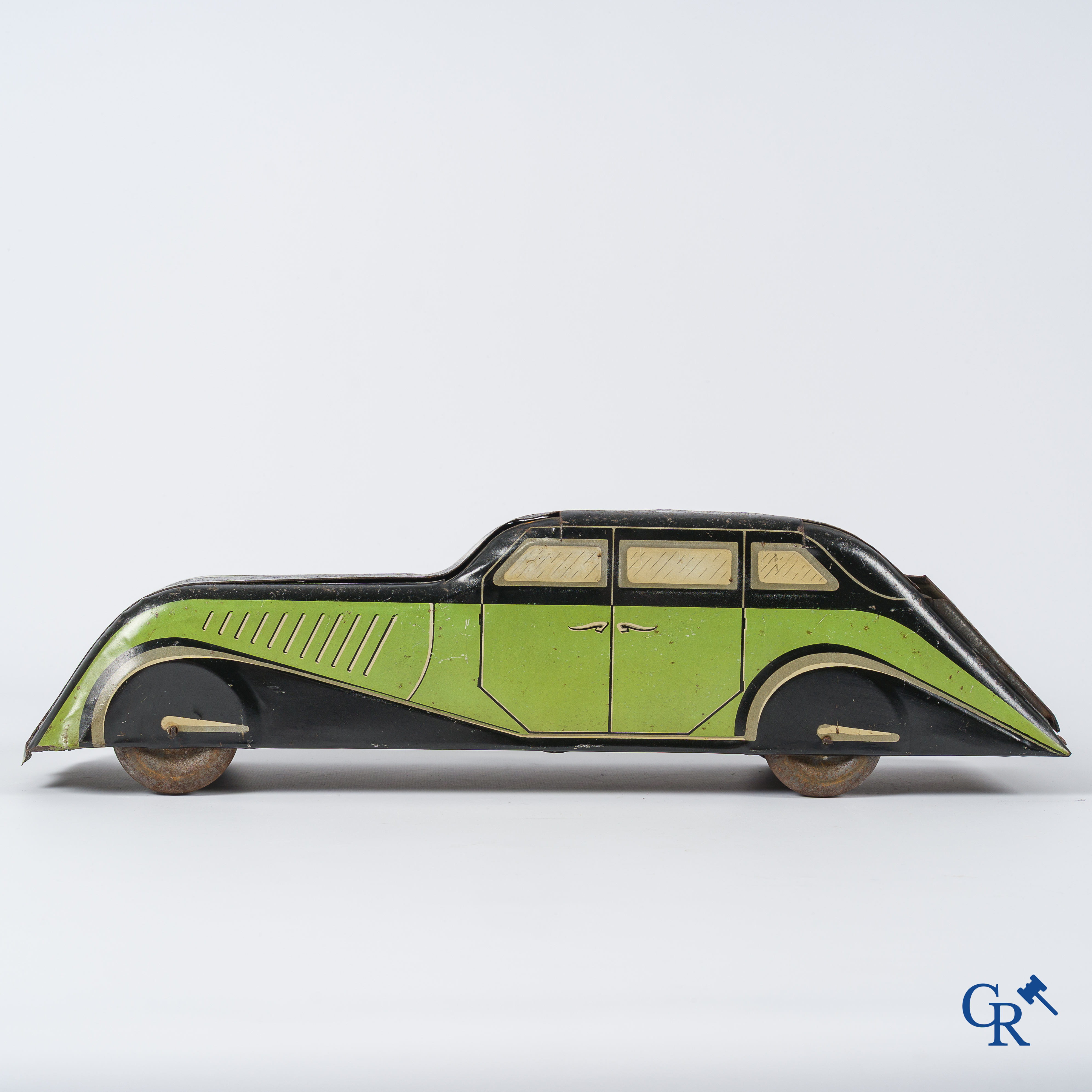 Biscuits Coste, Marseille. La limousine "Auto Aérodynamique". Uitzonderlijke koekjesdoos. Circa 1935.
