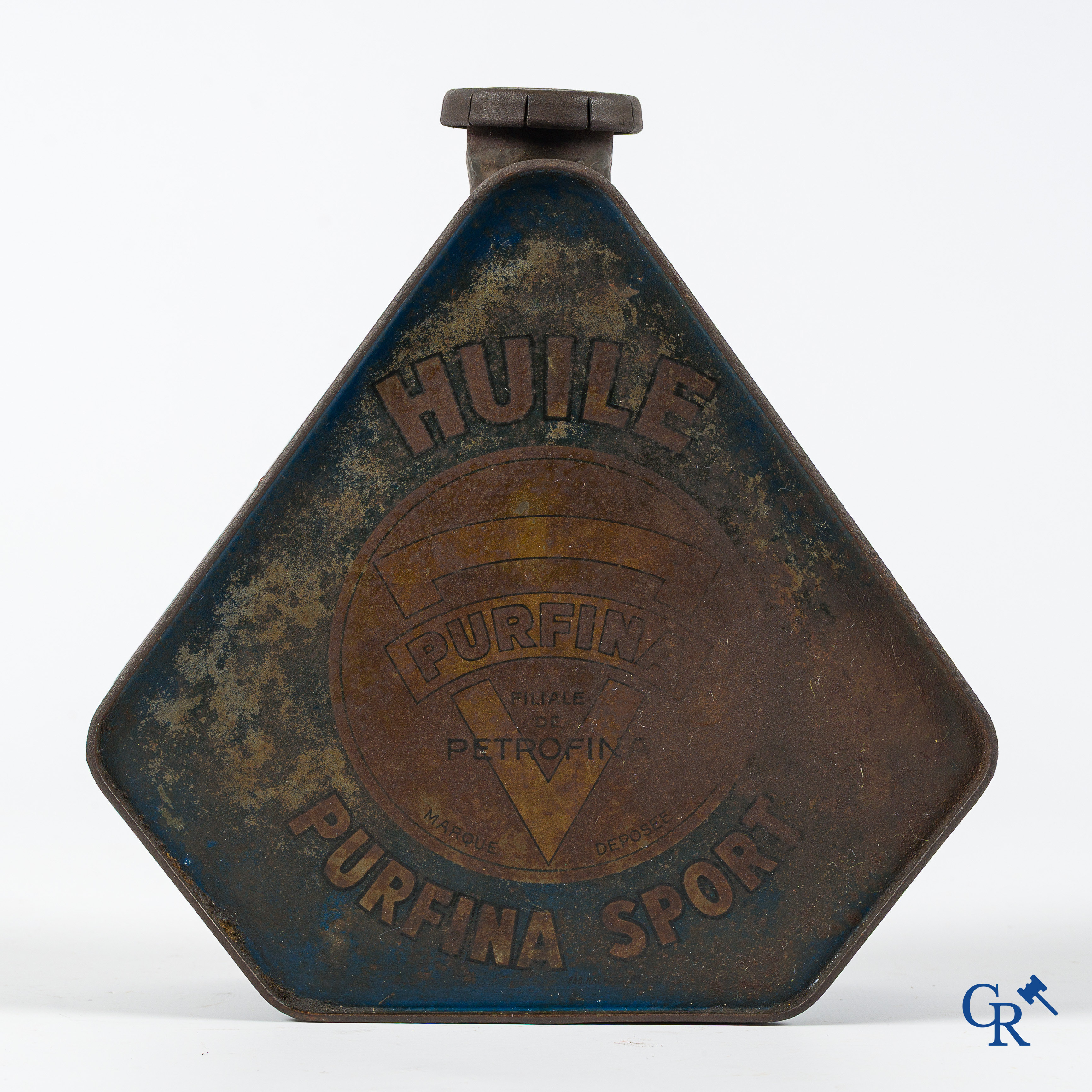 Automobilia. Huile Purfina Sport. 5-hoekig of pentagoon olieblik. Circa 1910-1920.