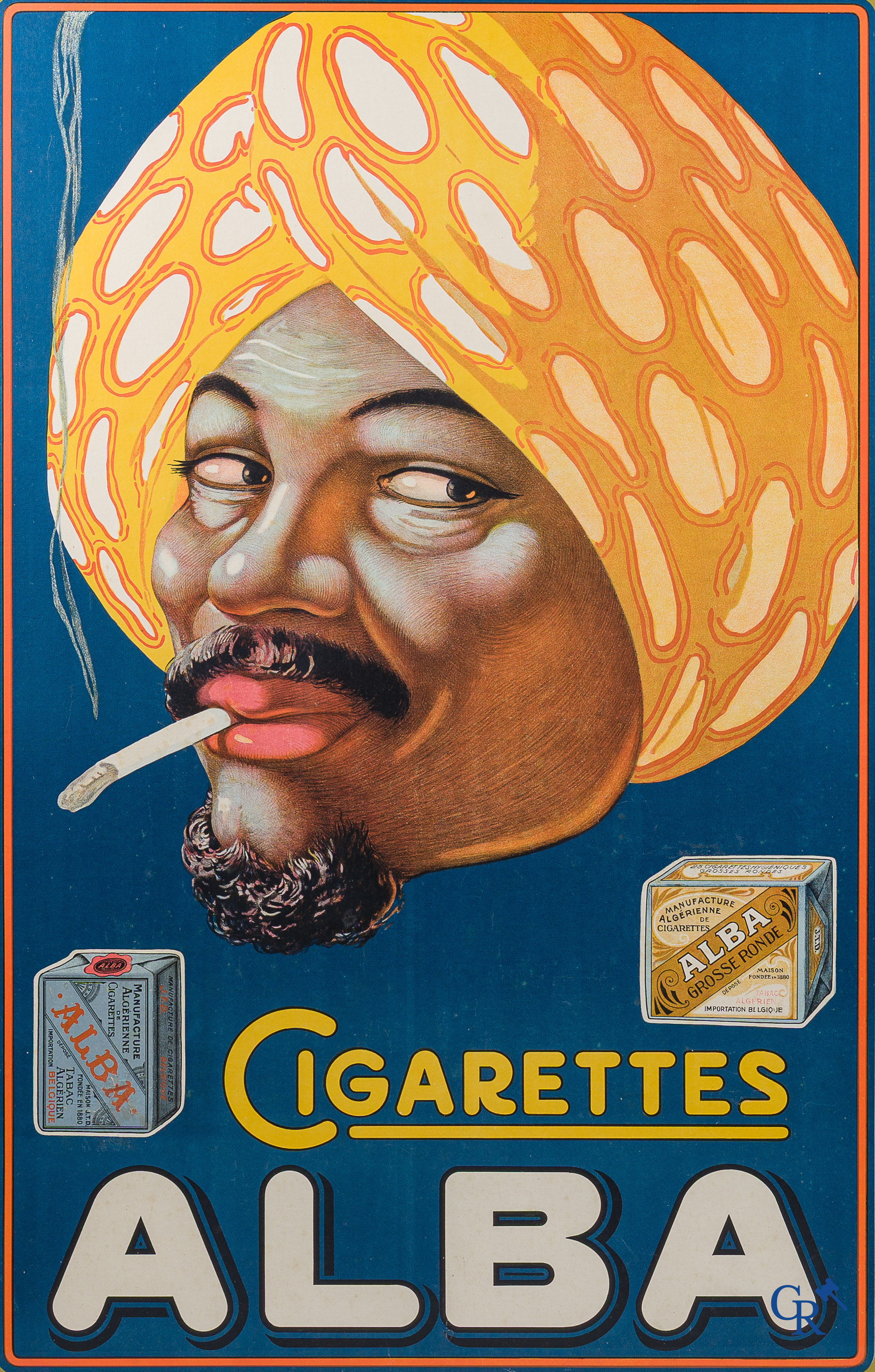 Cigarettes Alba. Originele publiciteitsaffiche voor de Manufacture Algérienne de Cigarettes et Tabac. Circa 1925.
