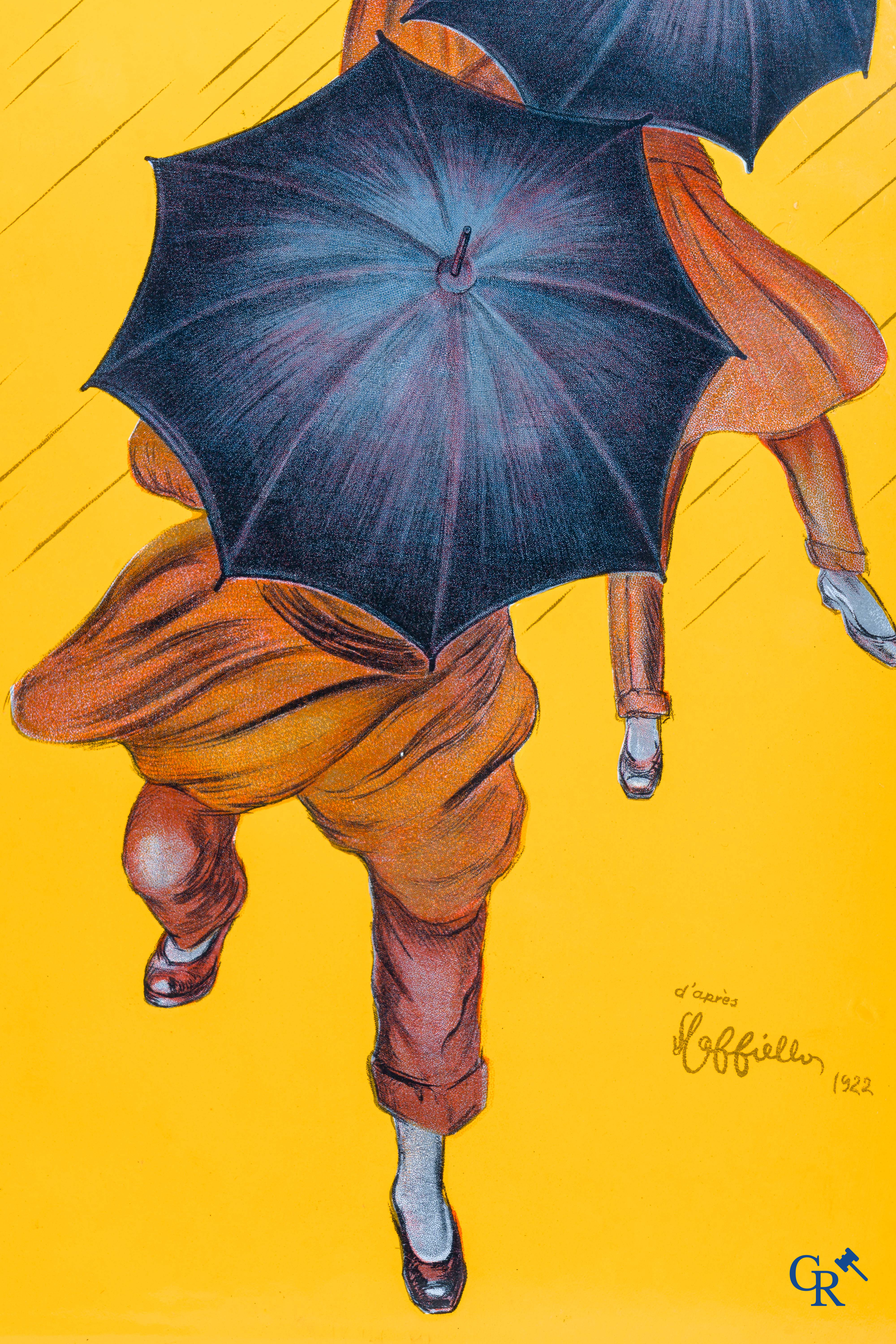 Parapluie-Revel. Dubbelzijdig geëmailleerd uithangbord. Ontwerp van Leonetto Cappiello. Jaren '20.