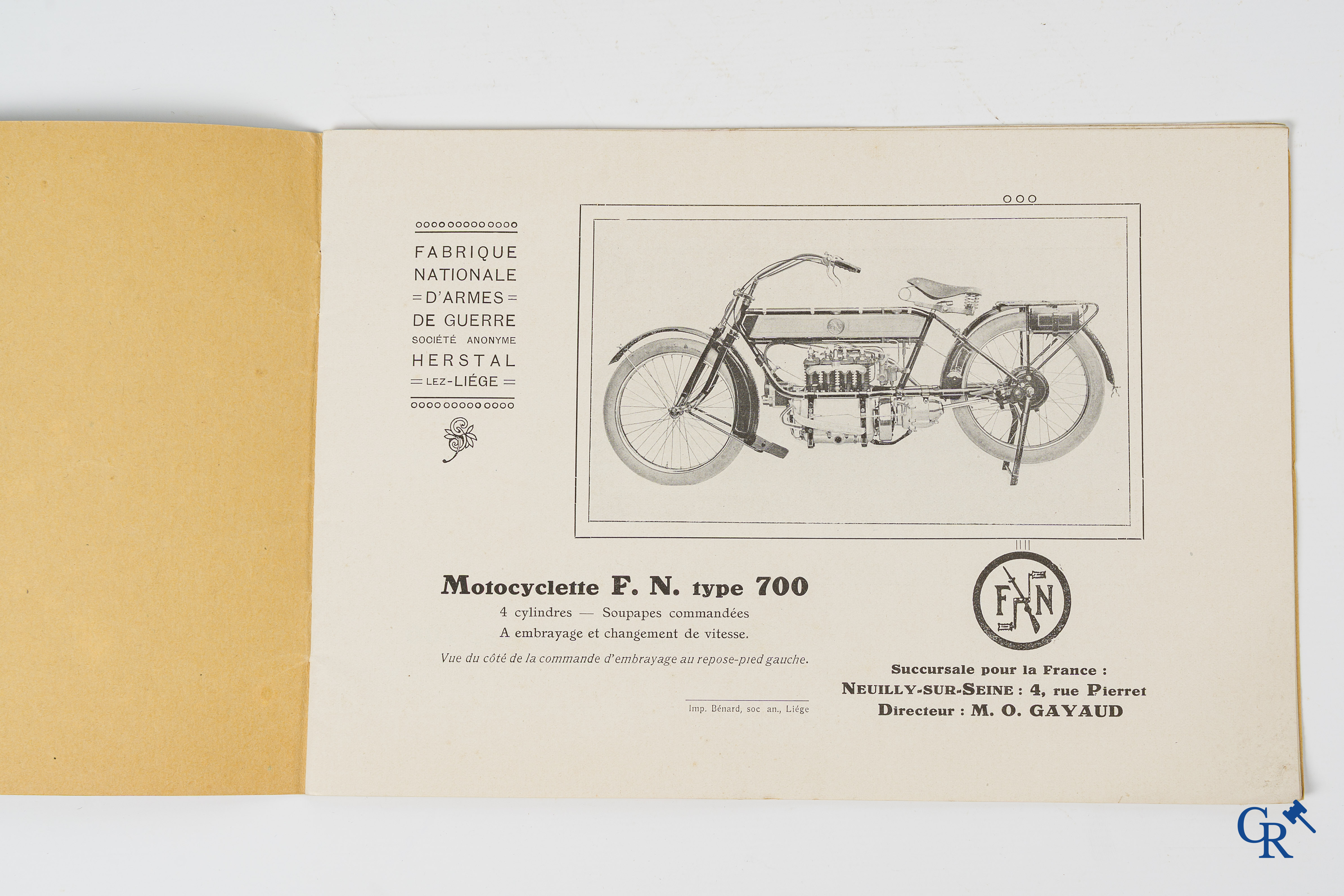 FN. Fabrique Nationale, Herstal Liège. Zeldzame originele publiciteitsfolder voor de motorfiets FN Type 700.