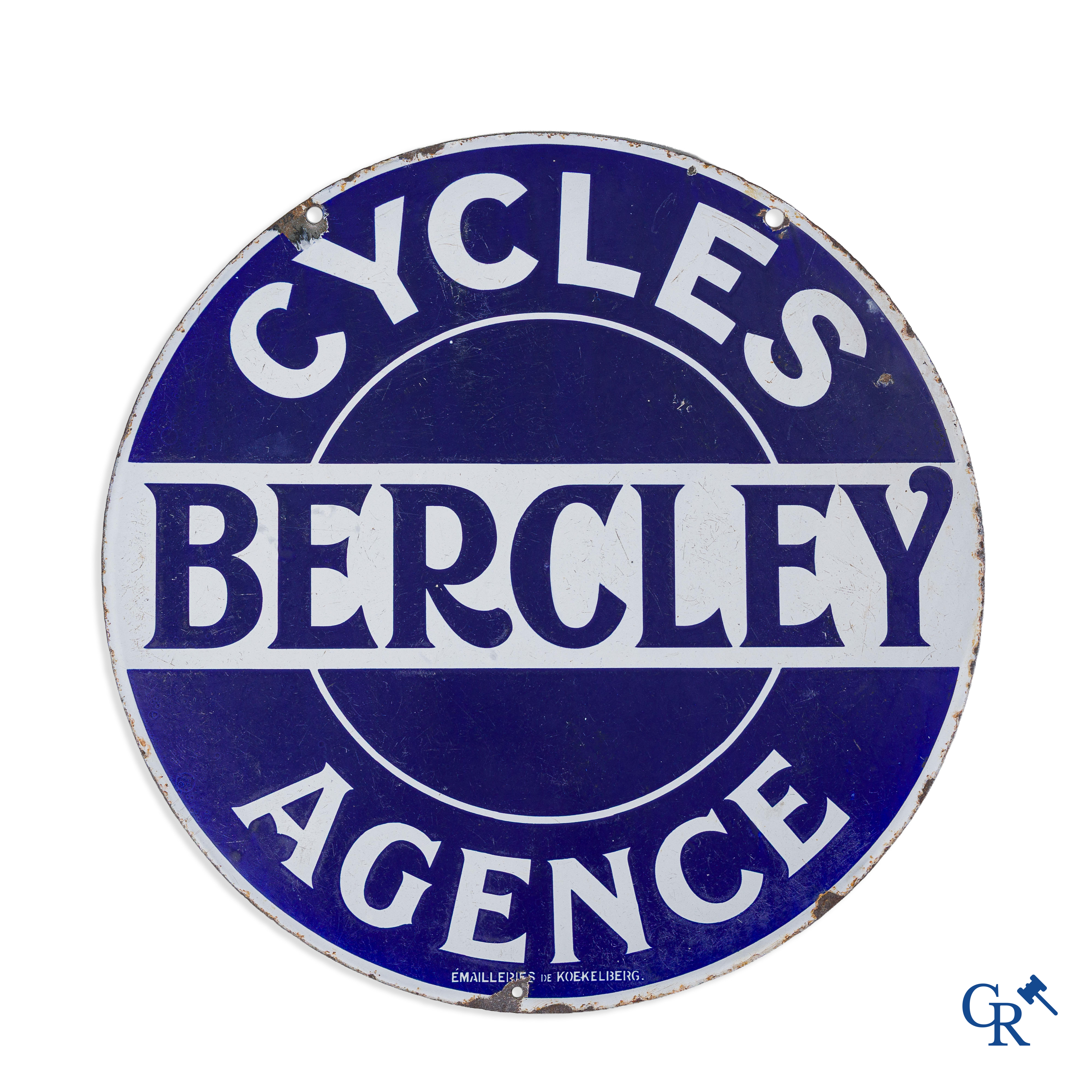 Cycles Bercley. Emaille uithangbord voor de concessiehouder van fietsen Bercley. Jaren '20-'30.