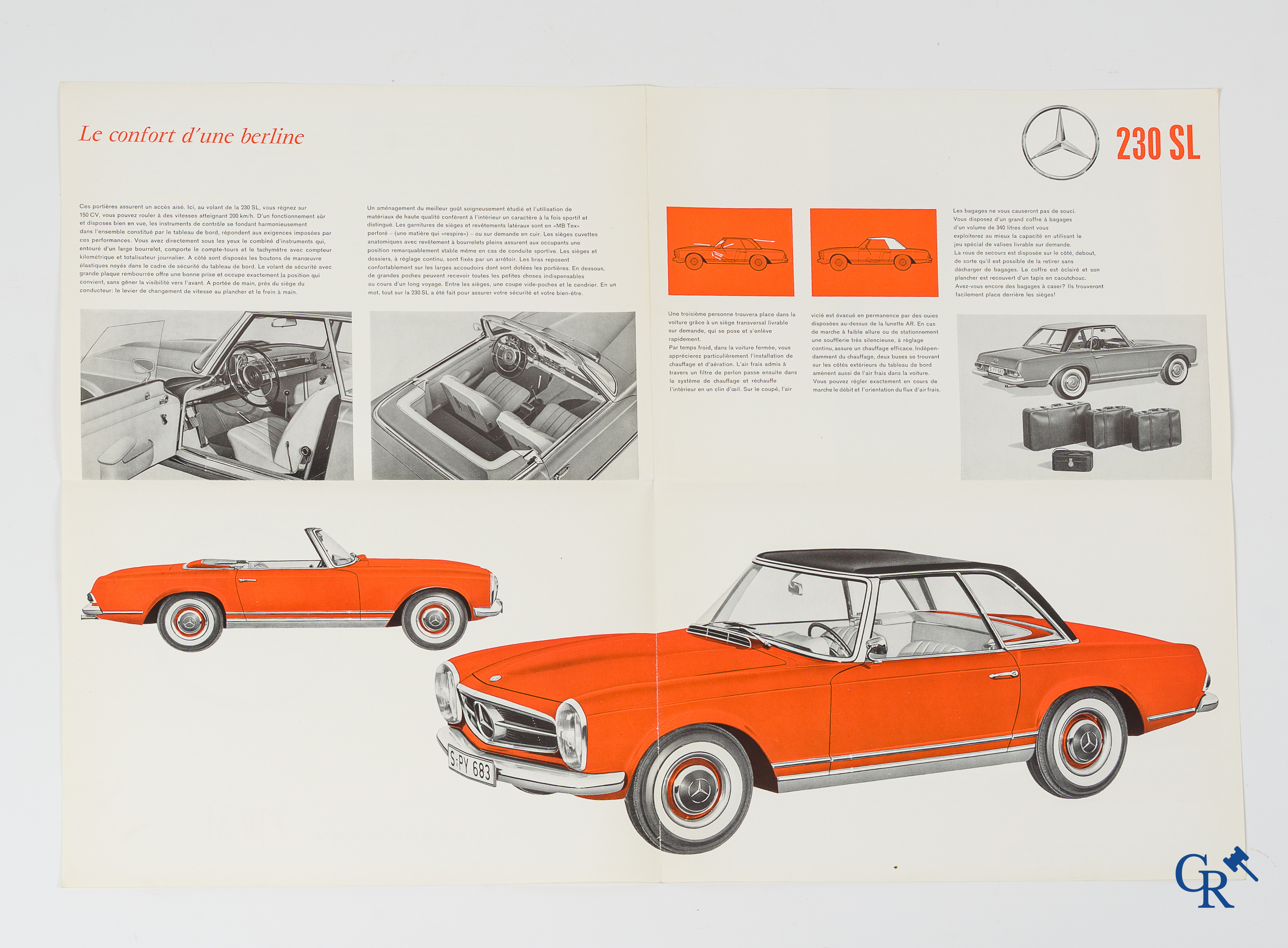 Automobilia. Mercedes Benz. 3 originele luxe catalogen of publiciteitsfolders voor de modellen 230SL en 280SL.