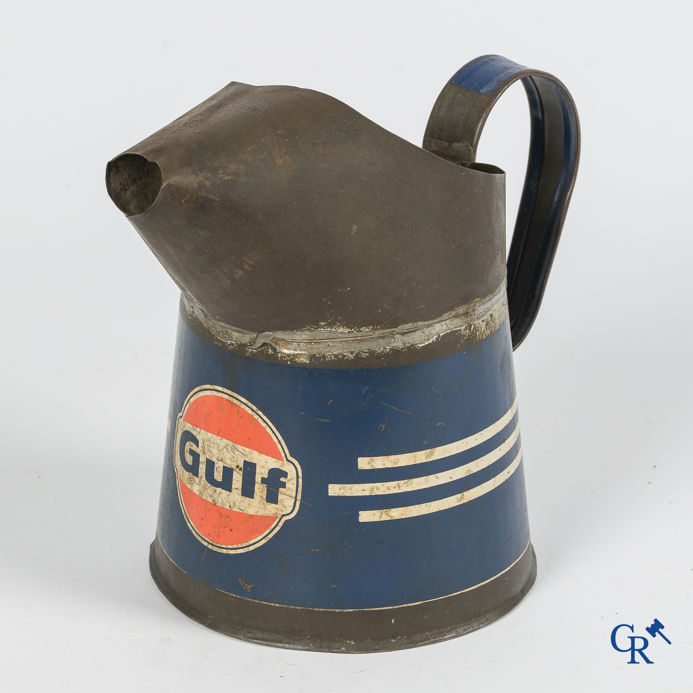 Automobilia. Gulf. Oliekan of schenkkan voor motorolie van Gulf. Jaren '40.