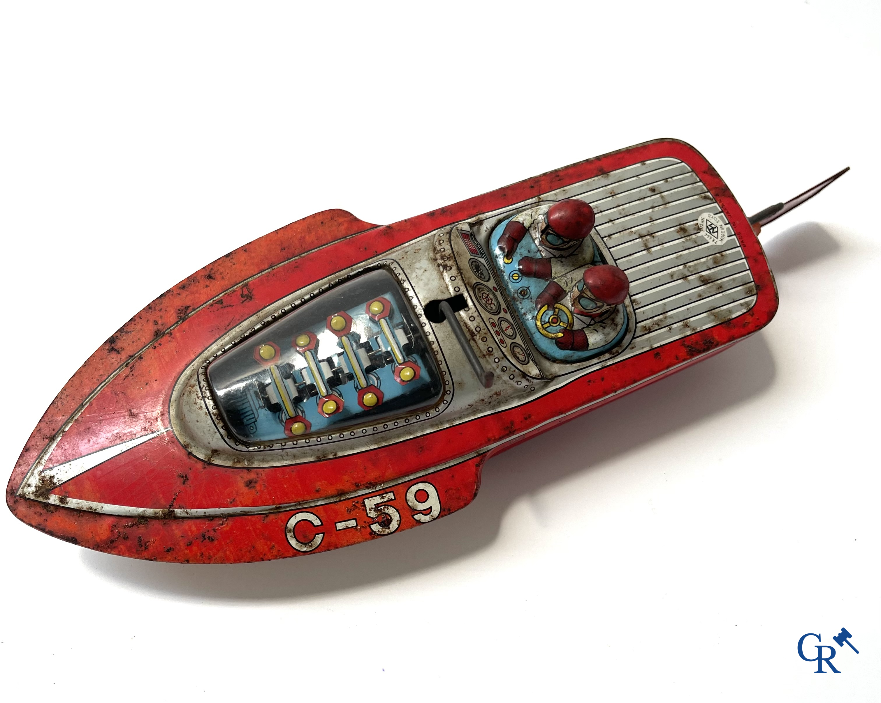 Oud speelgoed. Mooi lot speeldgoed in blik. Japan (Ferrari), Joustra, Falcon speedboot, Modern Toys, enz.