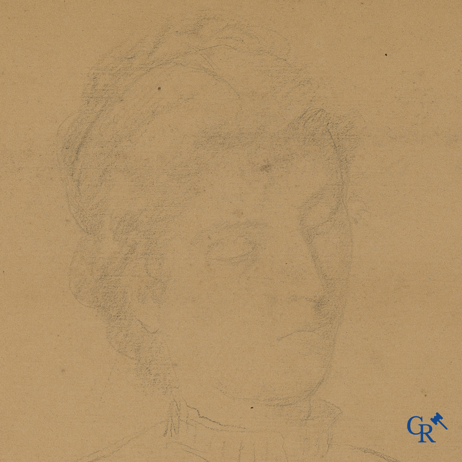 Firmin Bouisset (1859-1925) Schets van een lezende Jacques Bouisset. Potlood op papier.