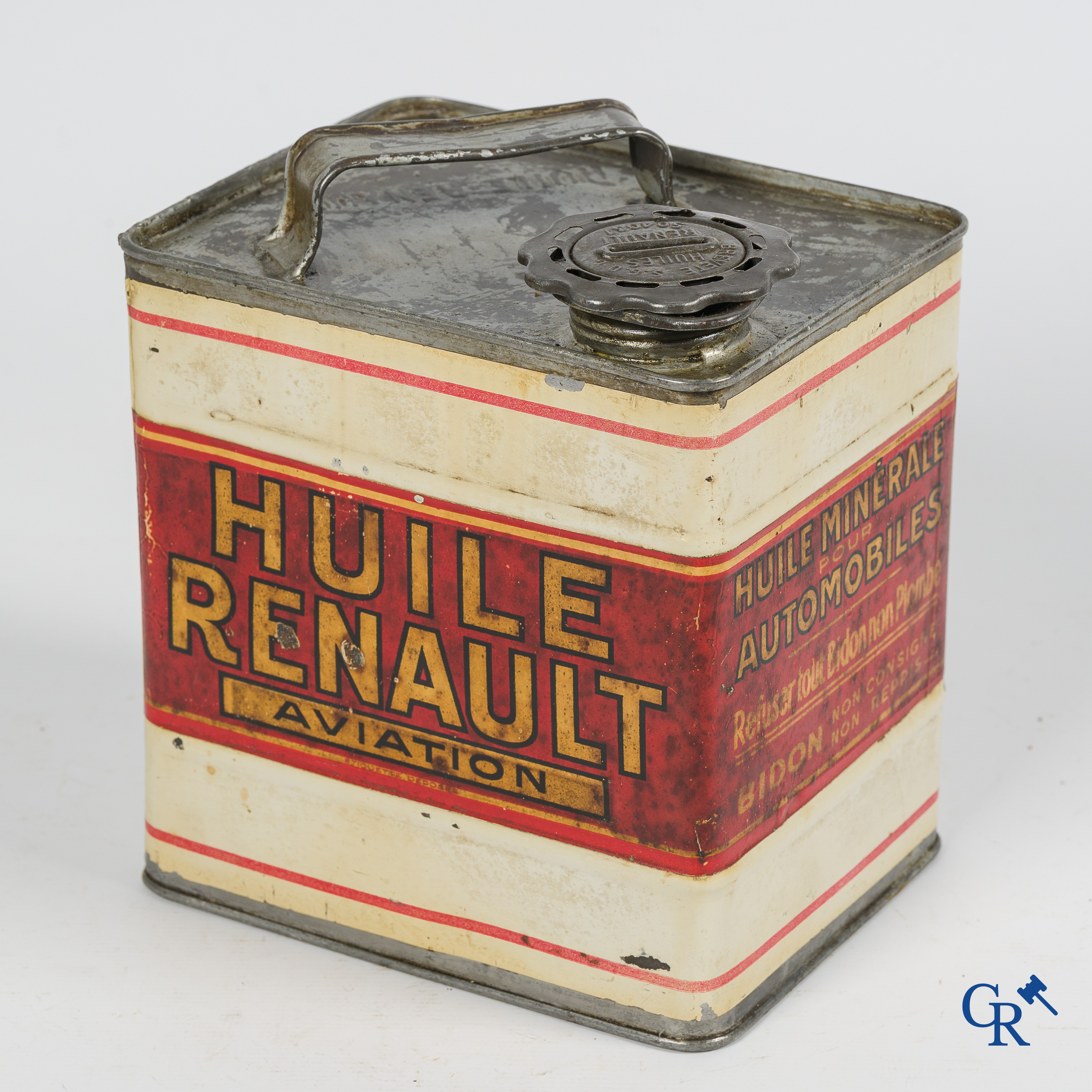 Automobilia. Olieblik. Huile Renault Aviation, Huile minérales pour automobiles. Jaren '30.