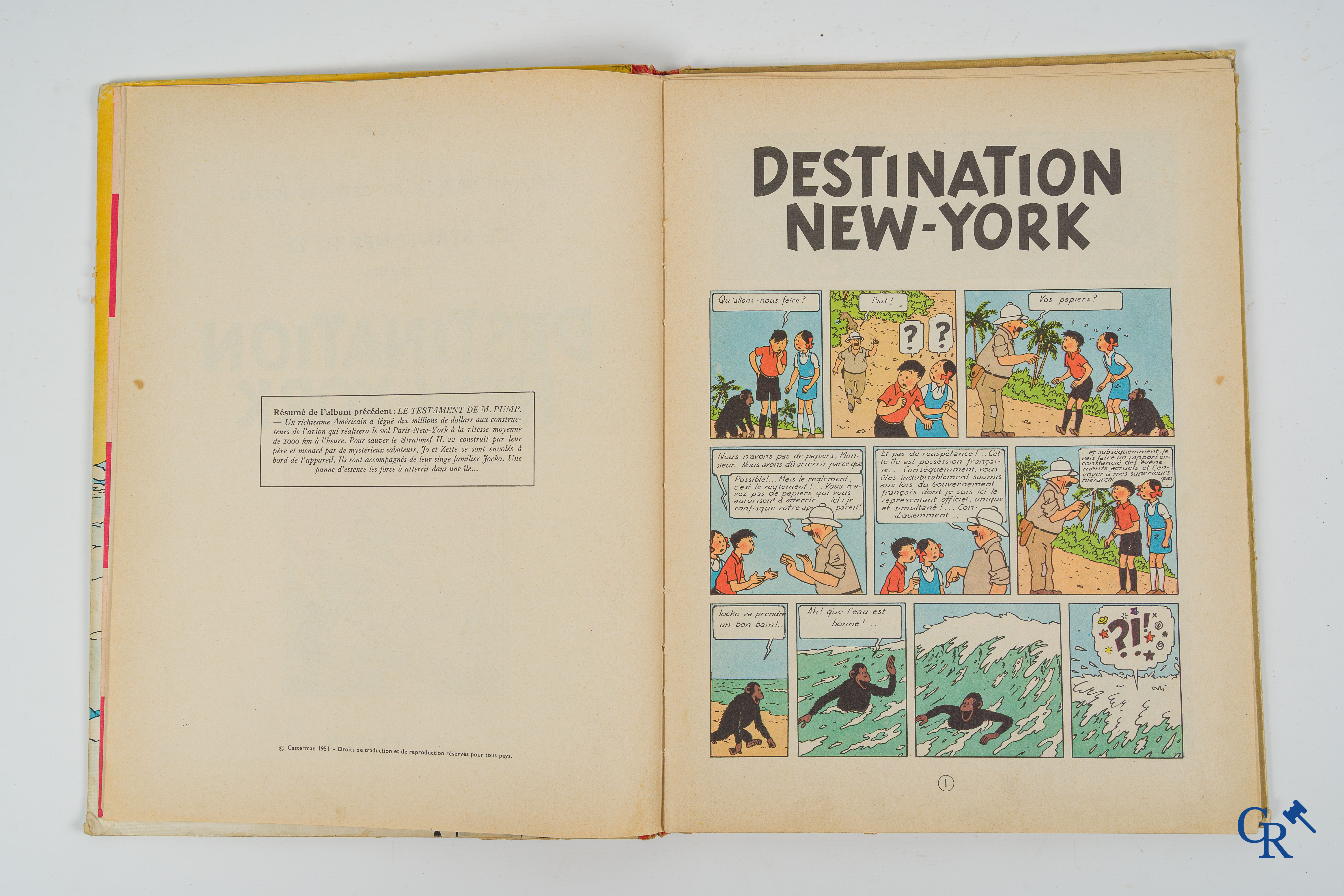 Hergé. Les aventures de Jo, Zette et Jocko (Jo, Suus en Jokko) Destination New-York. Casterman.