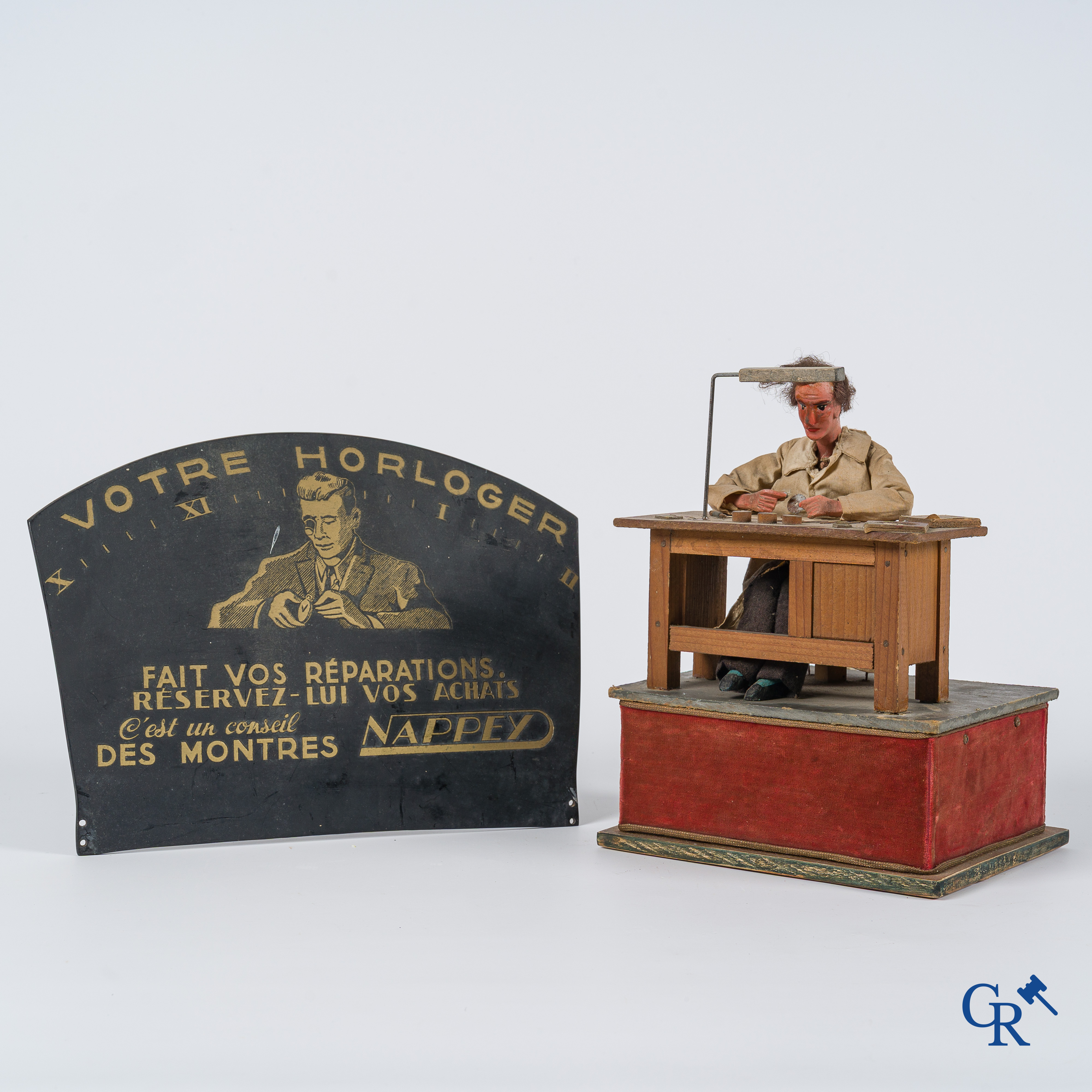 Automaat. Montres Nappey. Vitrine automaat voor een horlogemaker uitgegeven door uurwerken Nappey. Jaren '40.