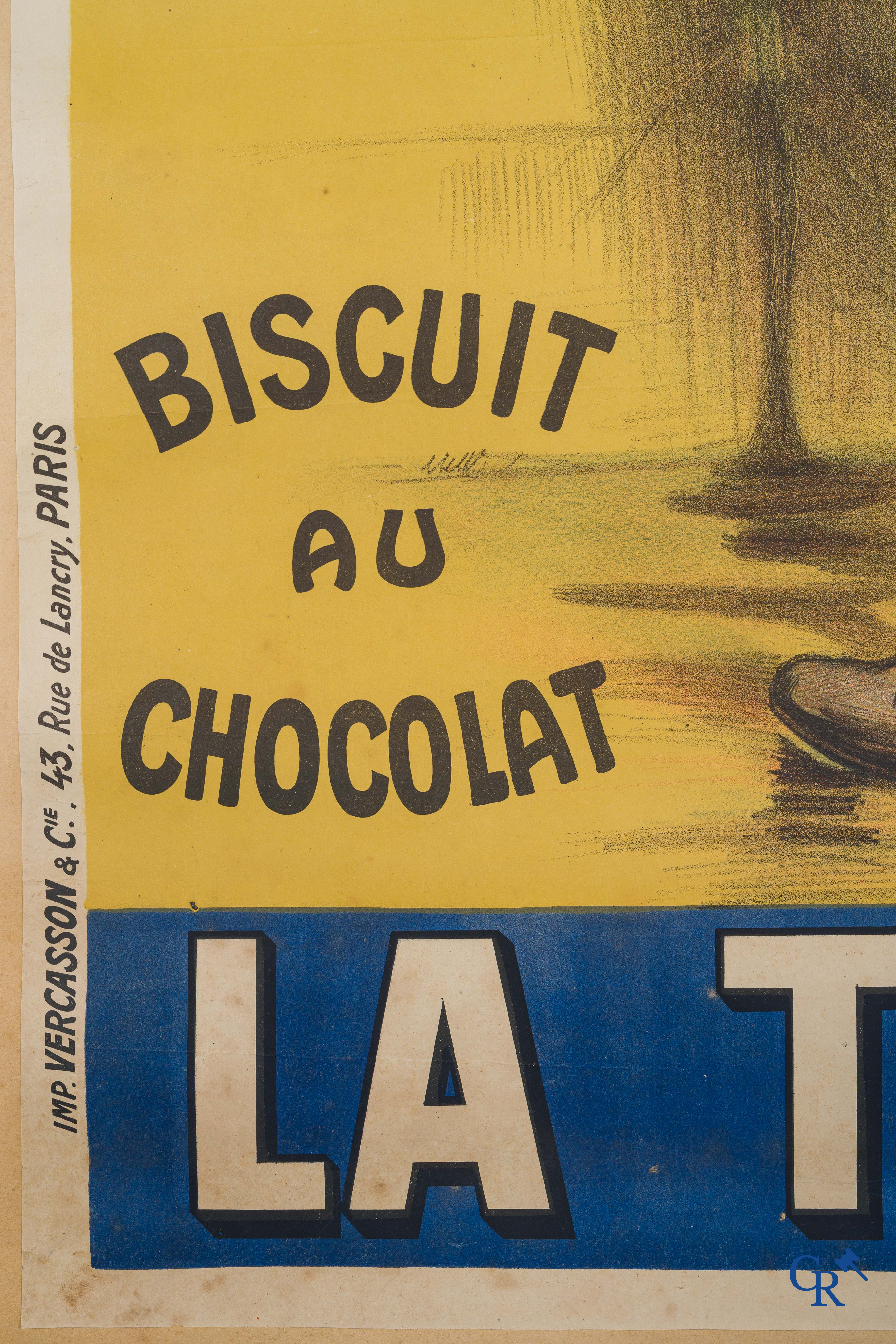 Firmin Bouisset (1859-1925) Zeldzame publiciteitsaffiche voor chocoladekoekjes "La Touraine".