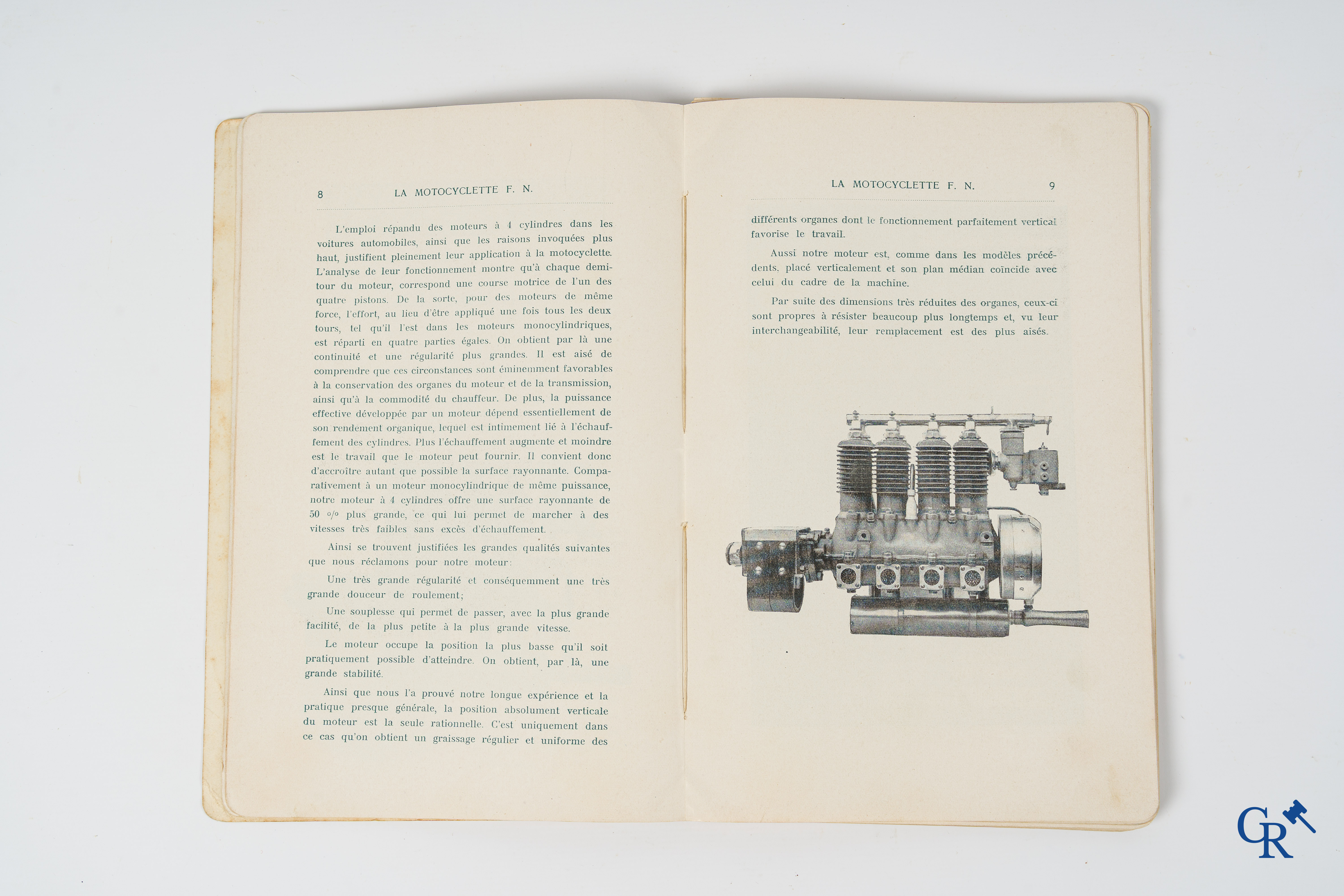 FN. Fabrique Nationale, Herstal-Luik. Originele onderhoudsboek voor de 4 cylinder motorfiets F.N., model 1907.