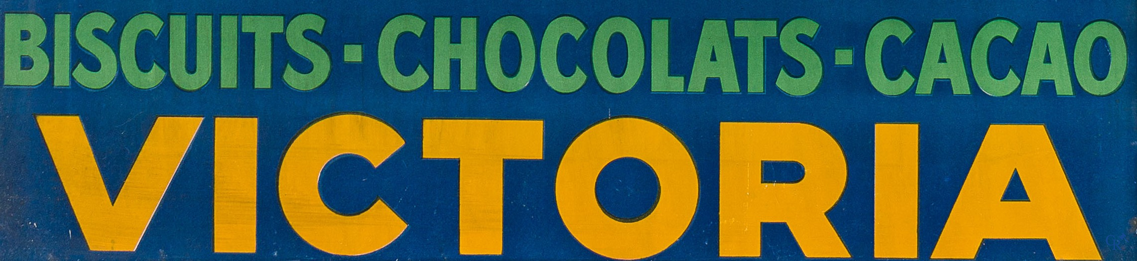 Géo. Grote ingekaderde publiciteit op karton voor de producten van de S.A. Victoria te Brussel.