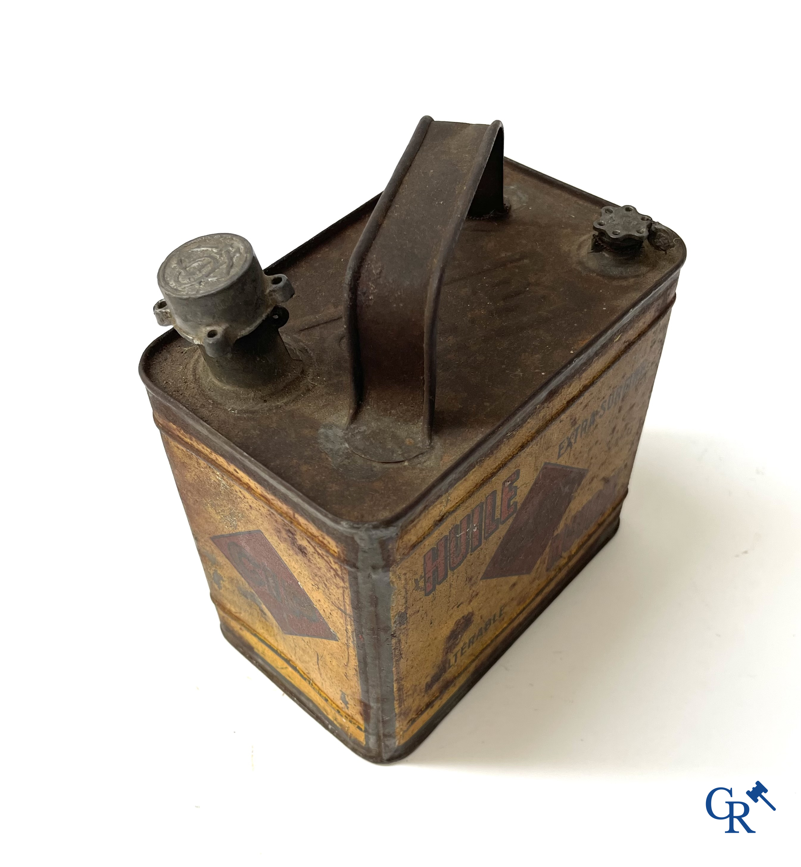 Automobilia. 3 vroege olieblikken voor motorolie. Huile Renault, Huile CIP Motrix, Huile Vitesse. Circa 1920.