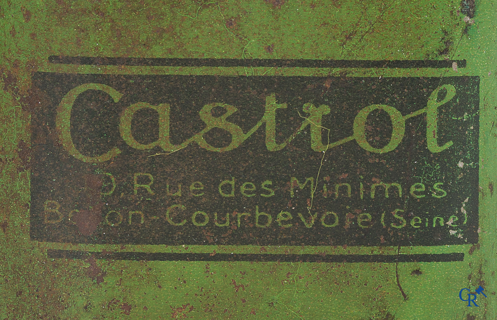 Castrol, Huile pour Moteurs. Schenkkan en olieblik voor Castrol motor olie. Frankrijk, jaren '30.