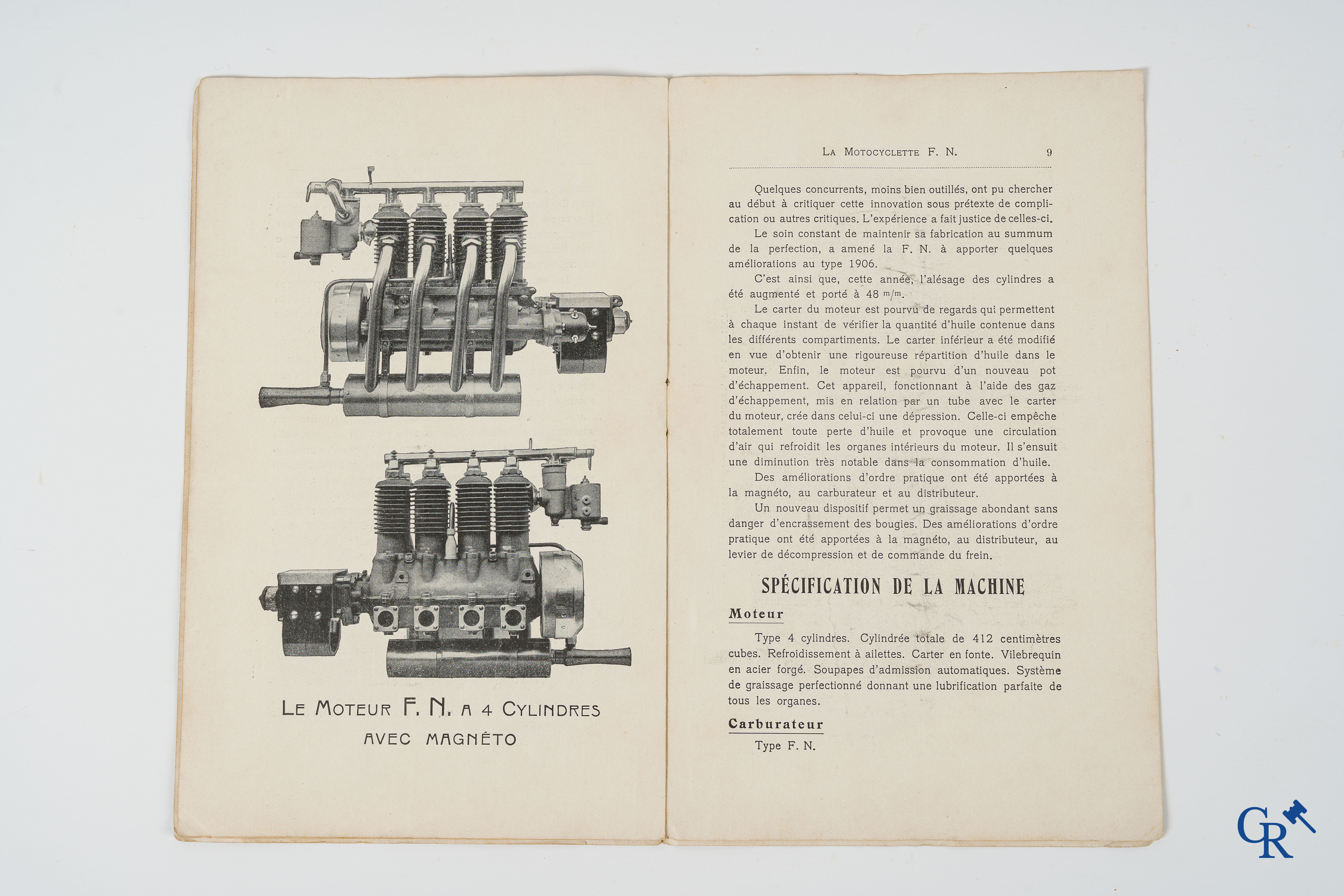 FN. Fabrique Nationale. Publiciteitsfolder-handleiding voor de 4 cilinder motorfiets F.N., model 1907.