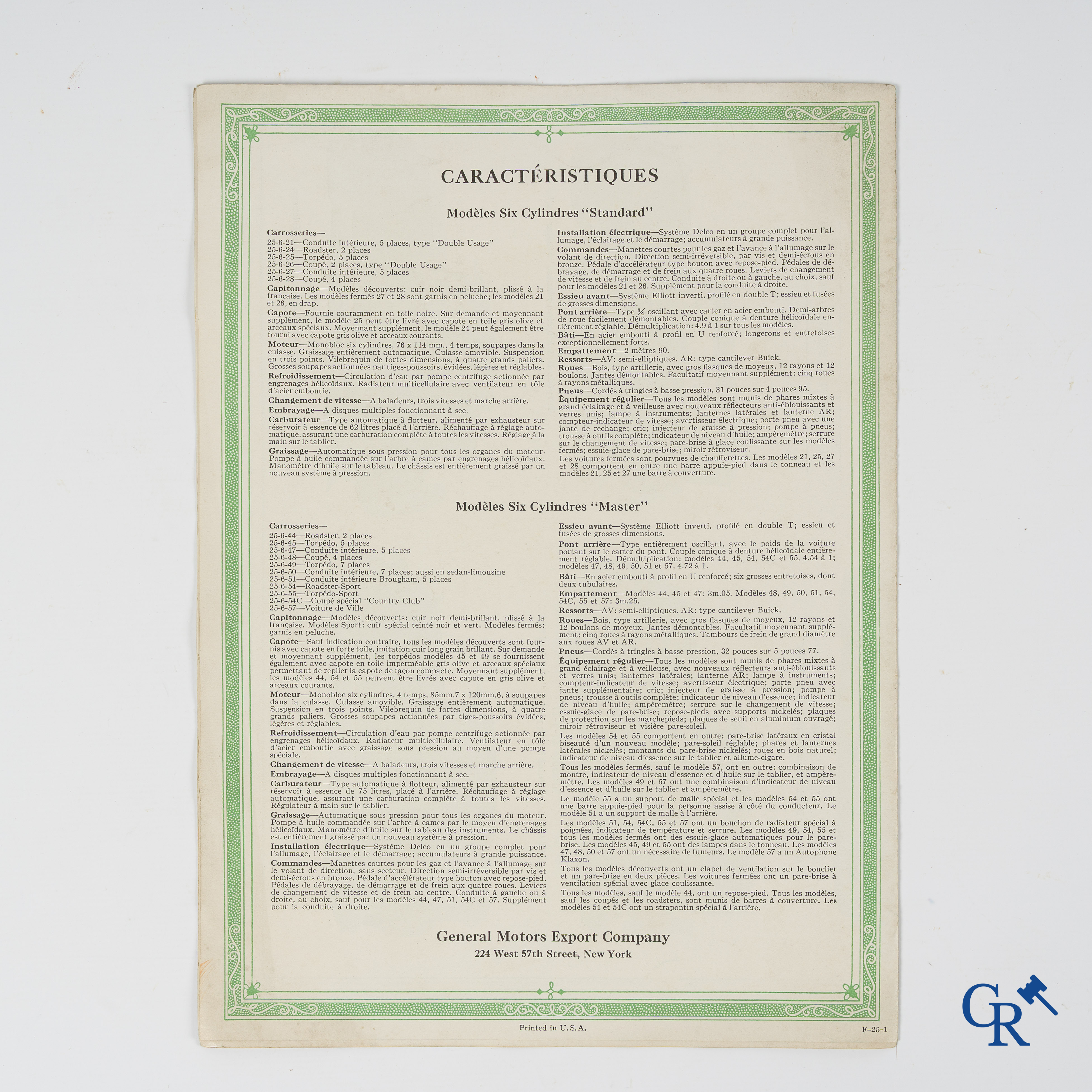Automobilia. Buick. Luxueuse opvouwbare publiciteitsfolder voor de nieuwe modellen Buick van 1925.