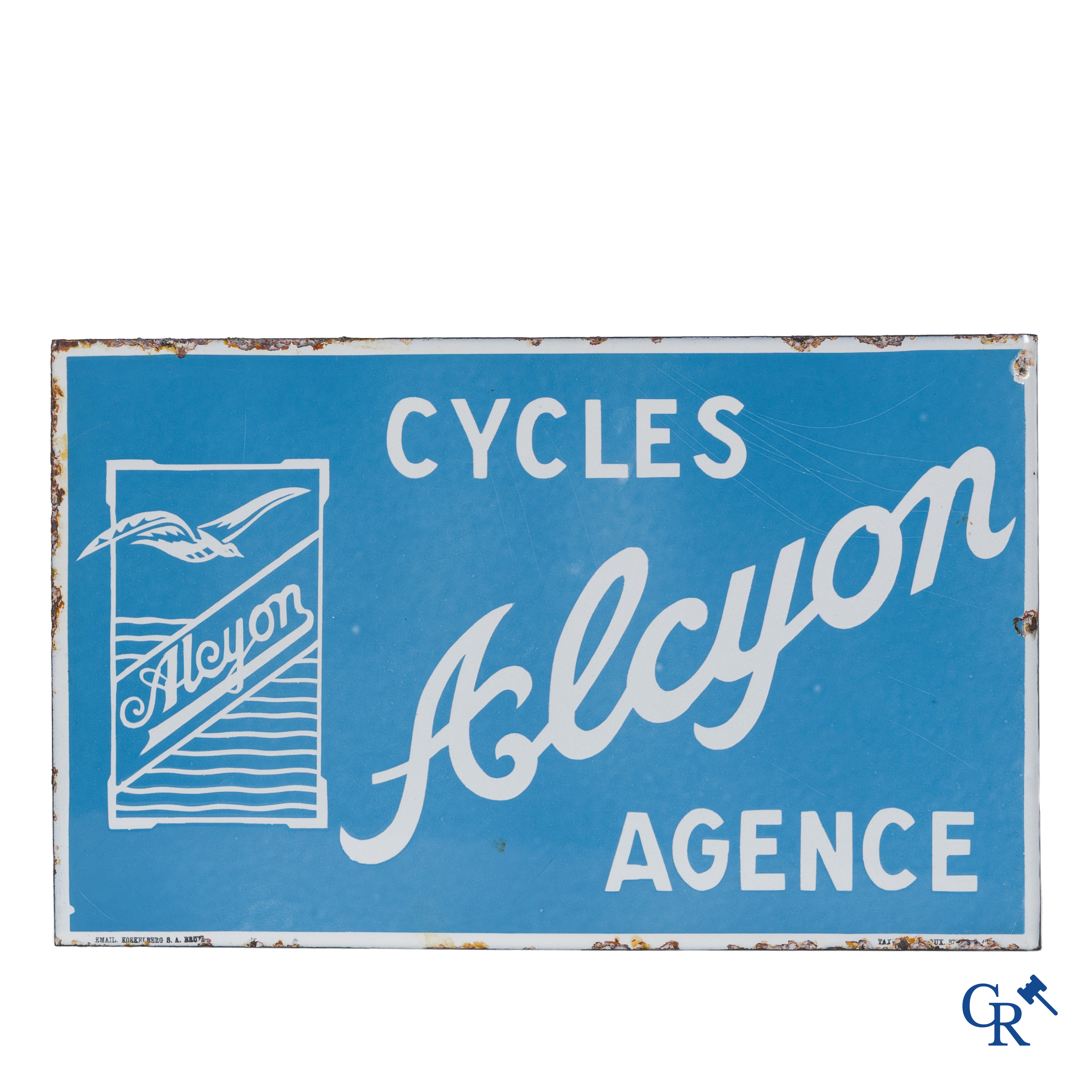 Cycles Alcyon, dubbelzijdig emaille reclamebord voor het franse fietsenmerk Alcyon.