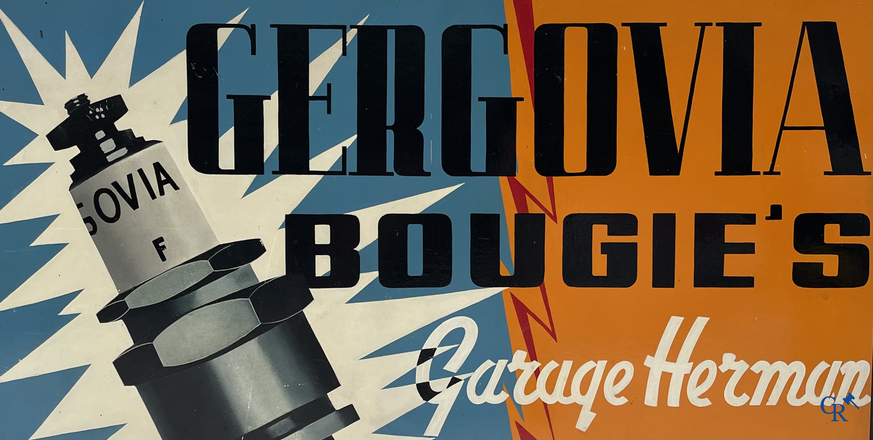 Bougies Gergovia. Large painted advertising sign on hardboard for Gergovia Bougie's. 1960's.