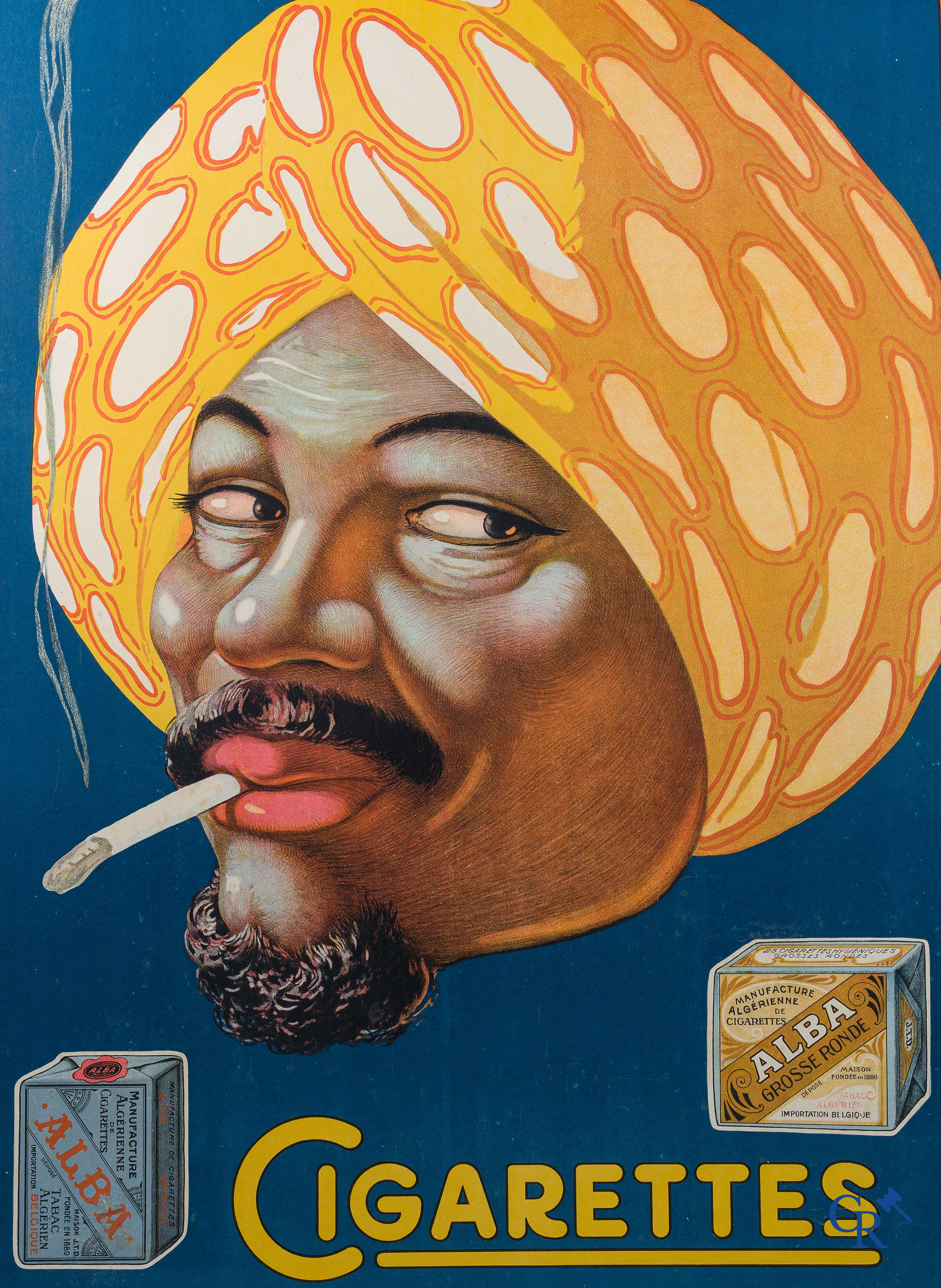 Cigarettes Alba. Originele publiciteitsaffiche voor de Manufacture Algérienne de Cigarettes et Tabac. Circa 1925.