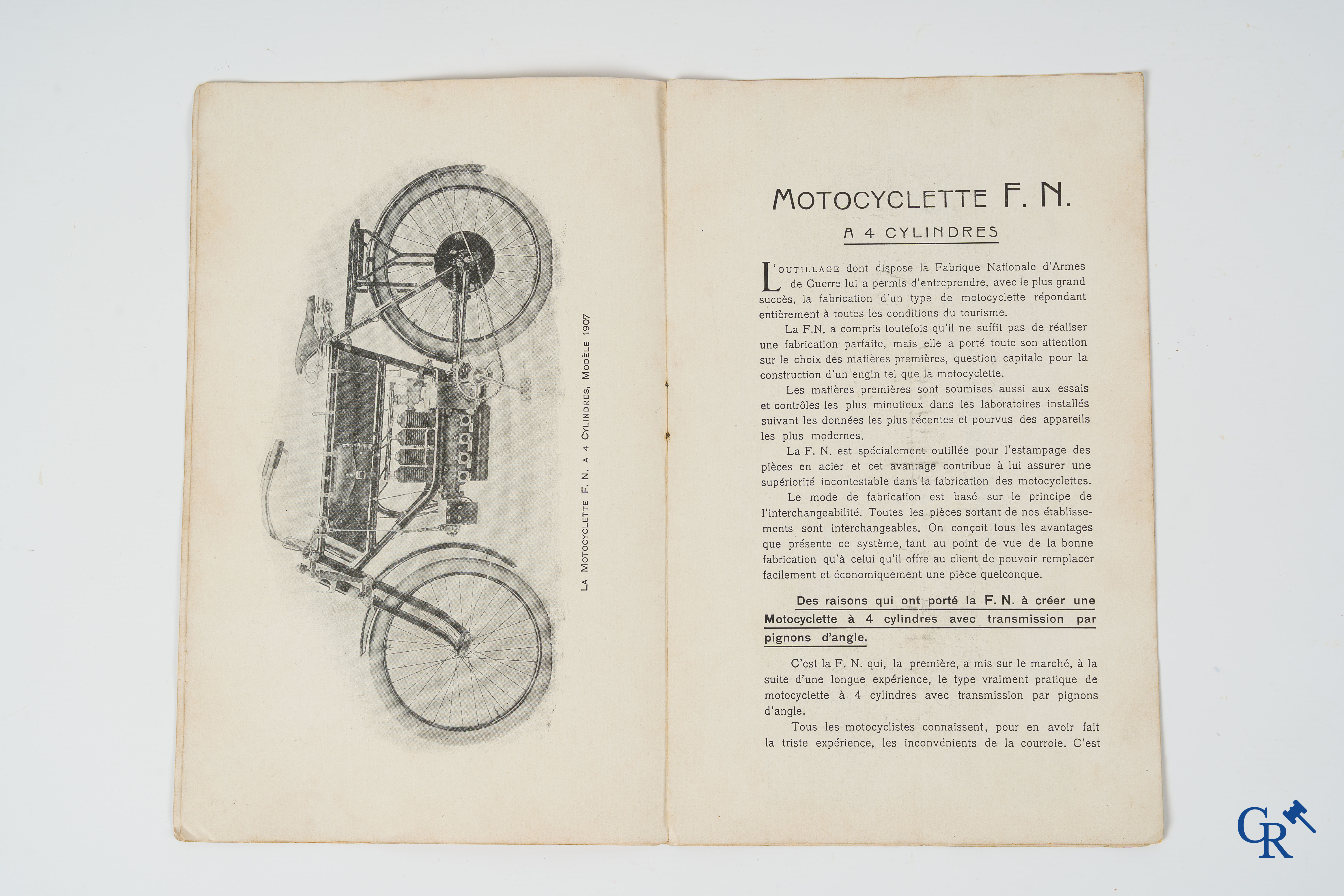 FN. Fabrique Nationale. Publiciteitsfolder-handleiding voor de 4 cilinder motorfiets F.N., model 1907.