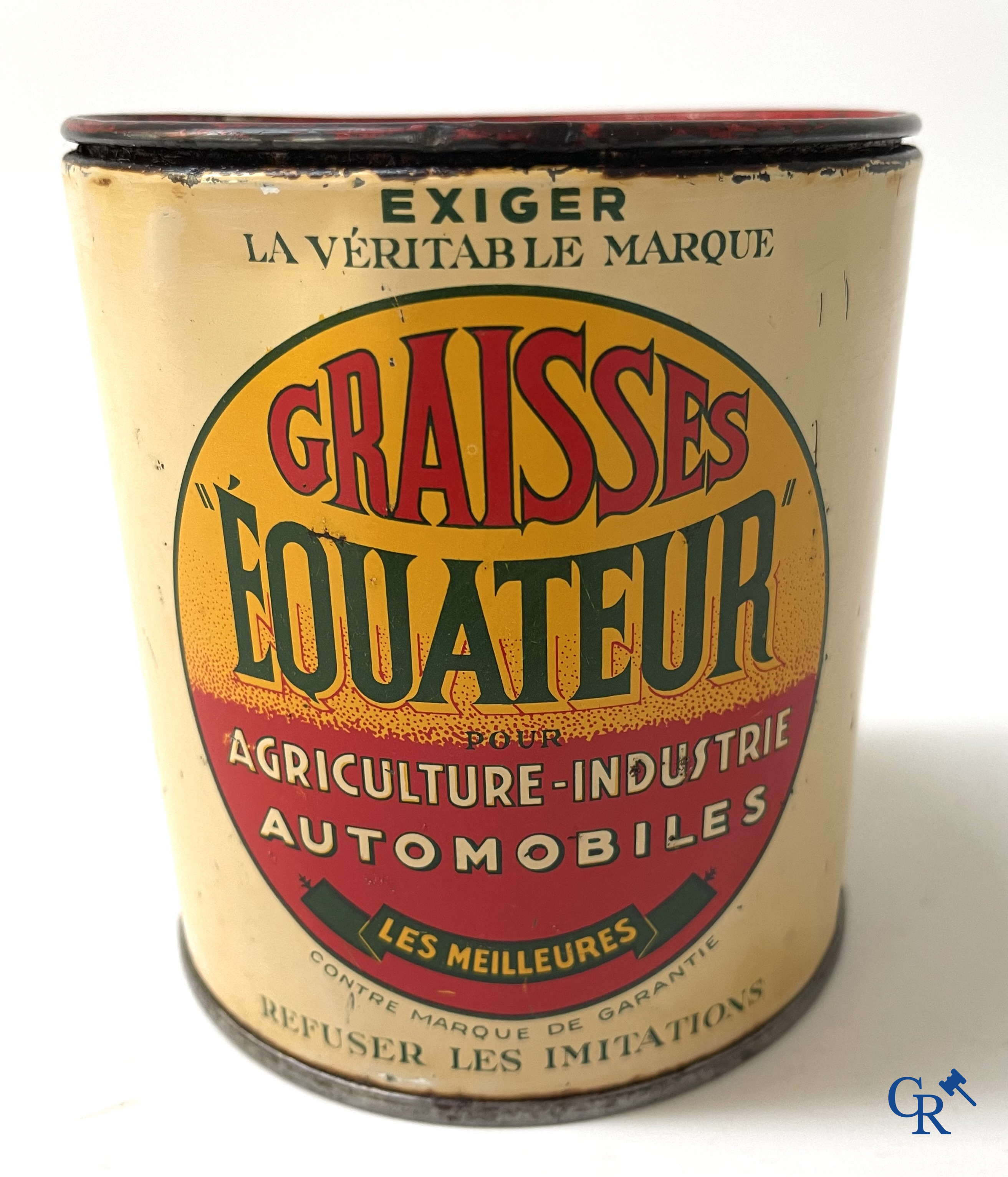 Automobilia. 6 blikken voor autosmering. Graisse Renault, Equateur, Motorine Veedol, Hamelin, Shell. Jaren '50.