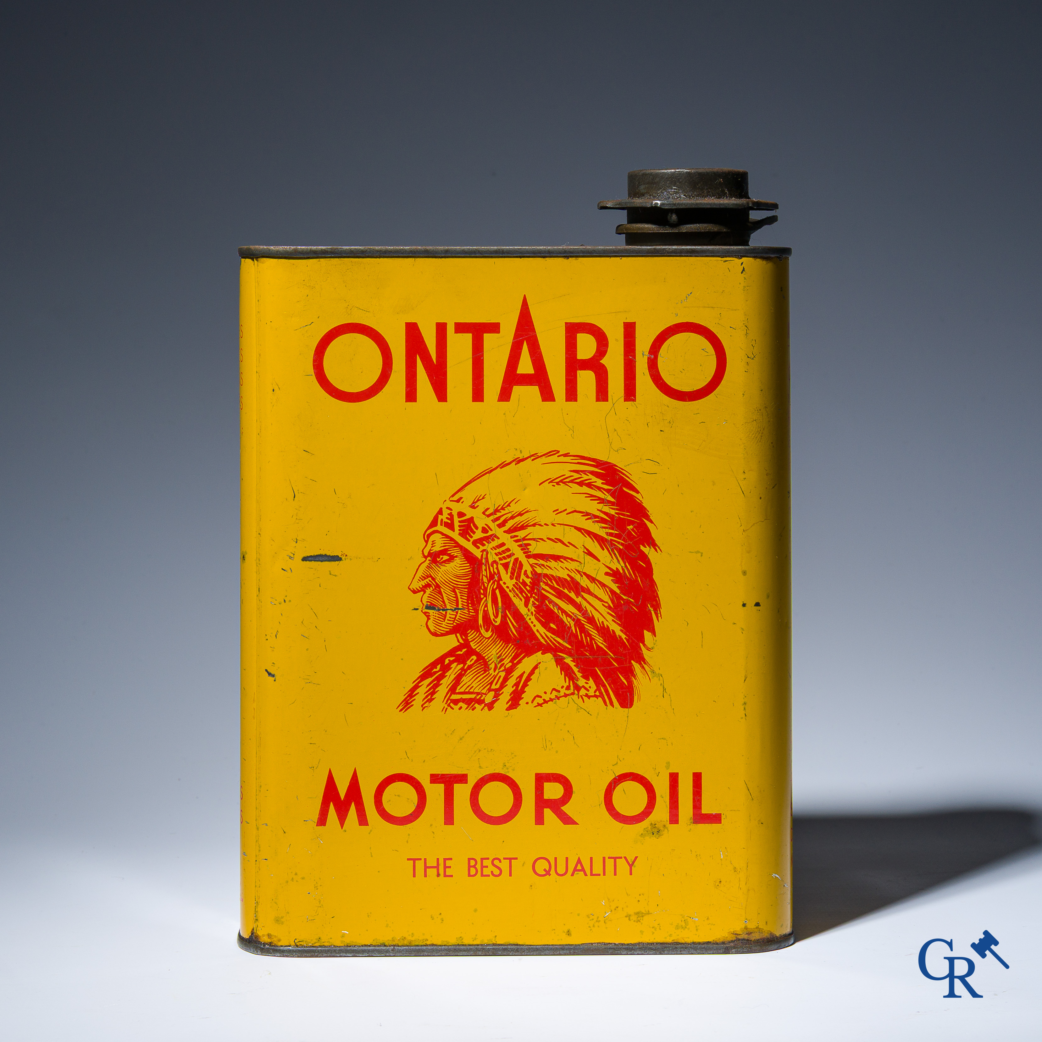 Automobilia. Ontario, Motor Oil, The best Quality. Olieblik met voorsteling van een Indiaans opperhoofd.