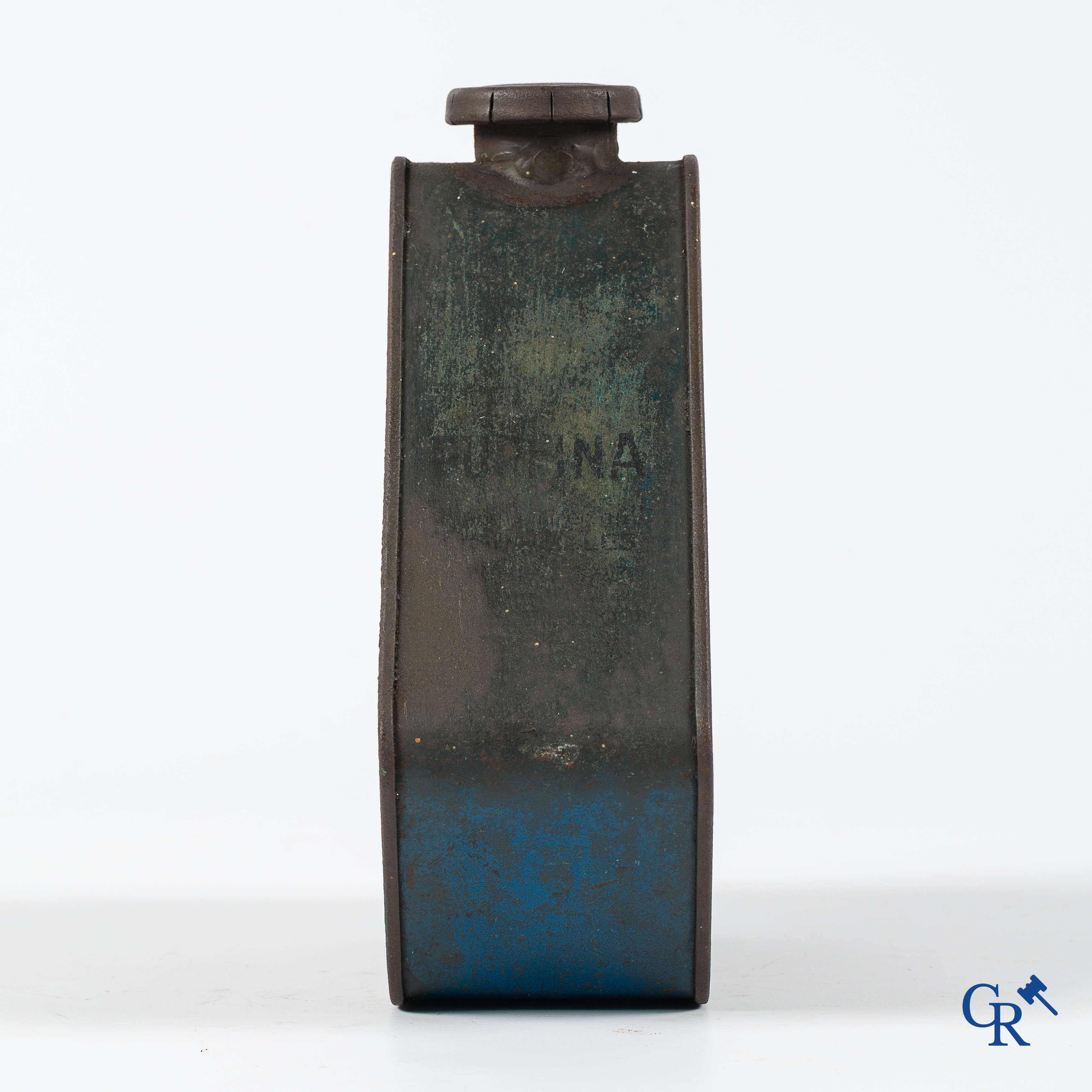 Automobilia. Huile Purfina Sport. 5-hoekig of pentagoon olieblik. Circa 1910-1920.