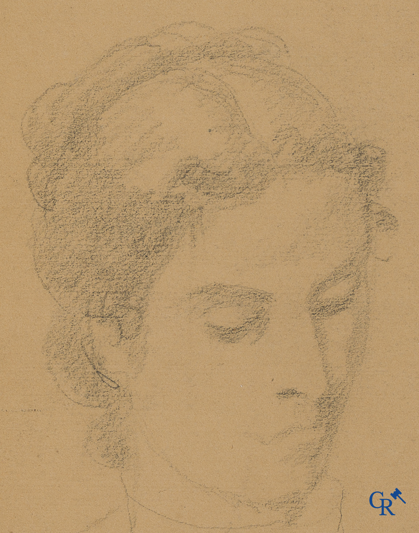 Firmin Bouisset (1859-1925) Schets van een lezende Jacques Bouisset. Potlood op papier.