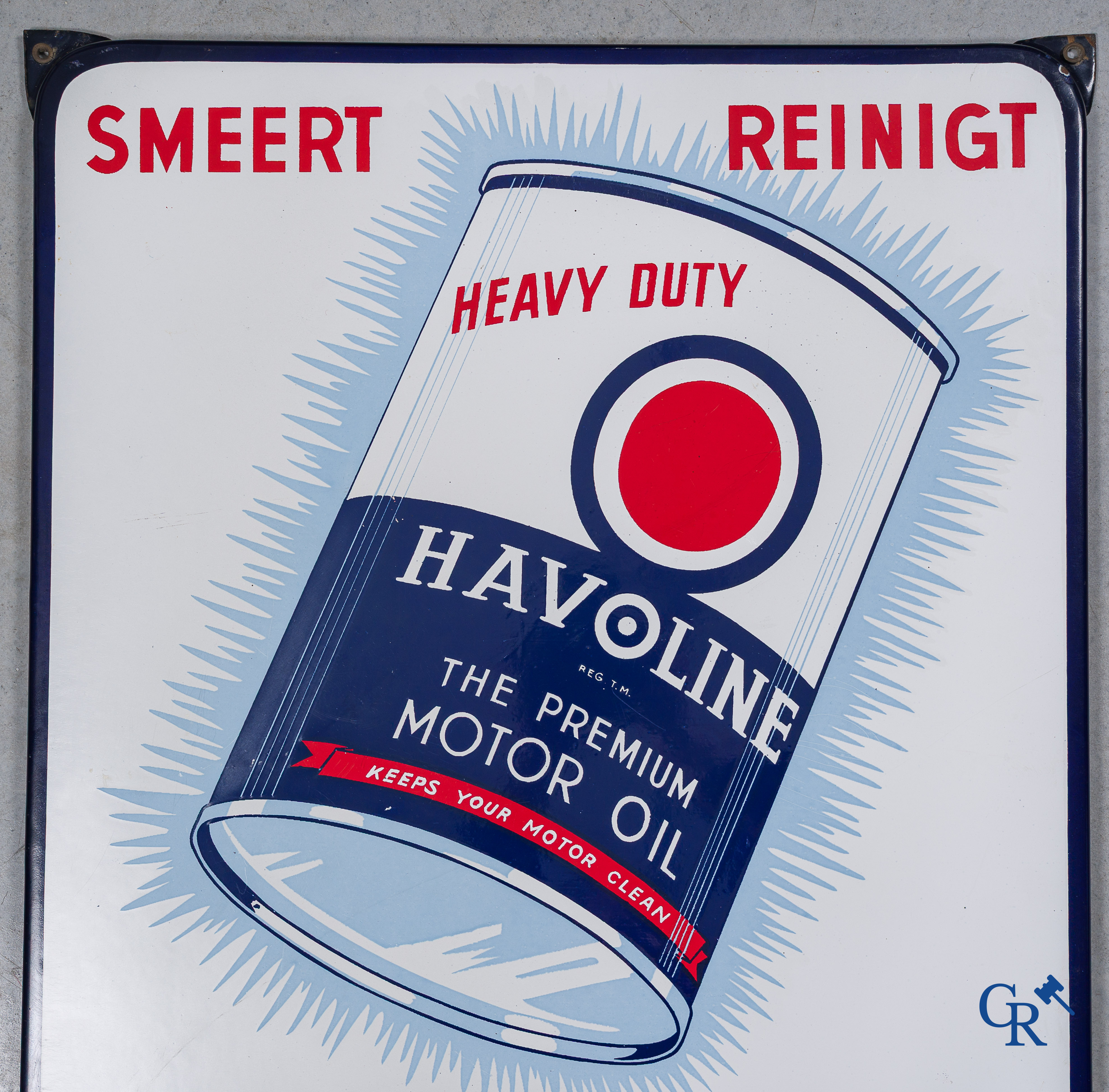 Havoline, Caltex. The Premium Motor Oil. Emaille reclamebord voor Caltex motorolie. Emaillerie Belge-Bruxelles 1952.