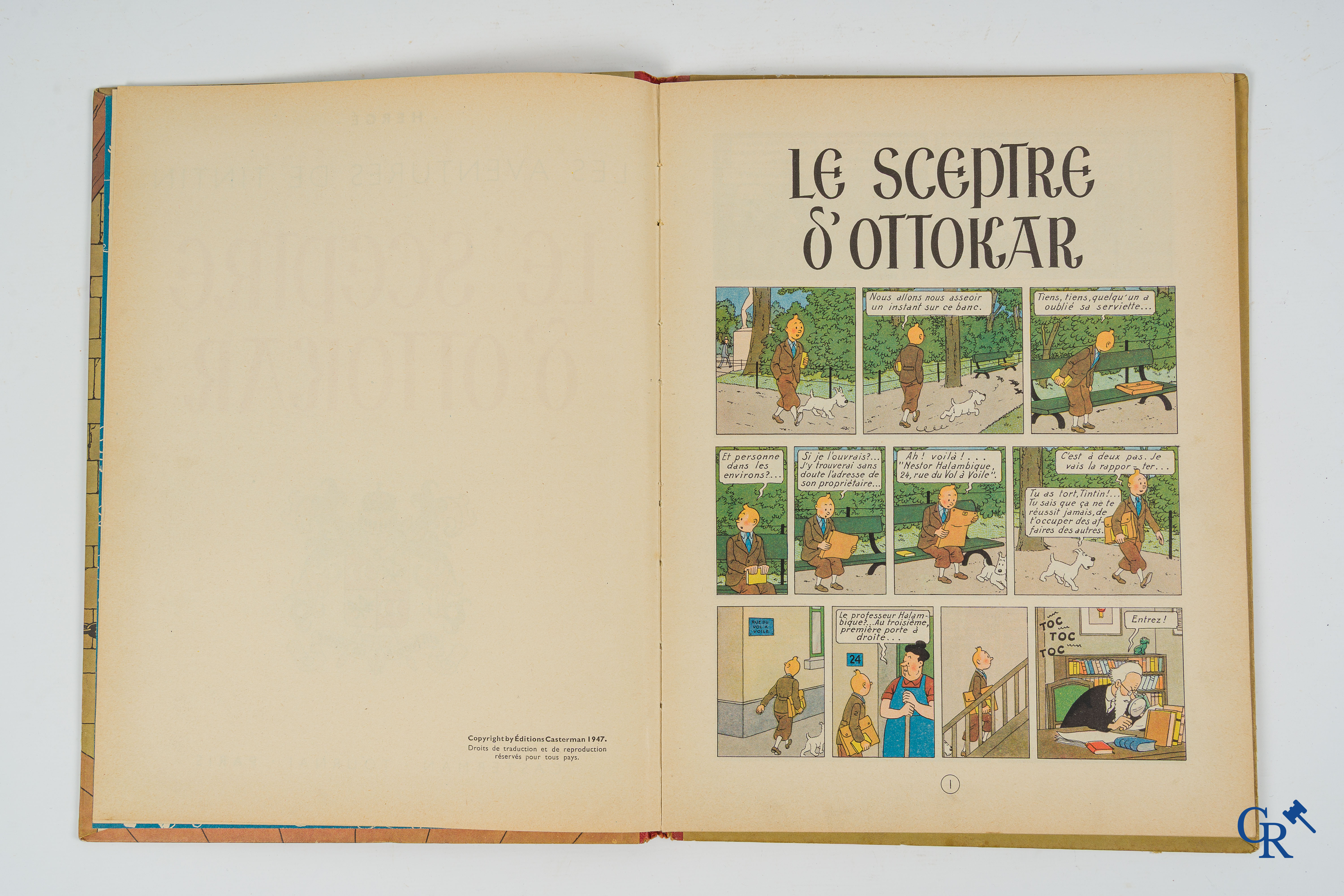 Hergé. Kuifje. Les aventures de Tintin. Le Sceptre d'Ottokar. Stripverhaal. Casterman 1947. Imprimé en Belgique.