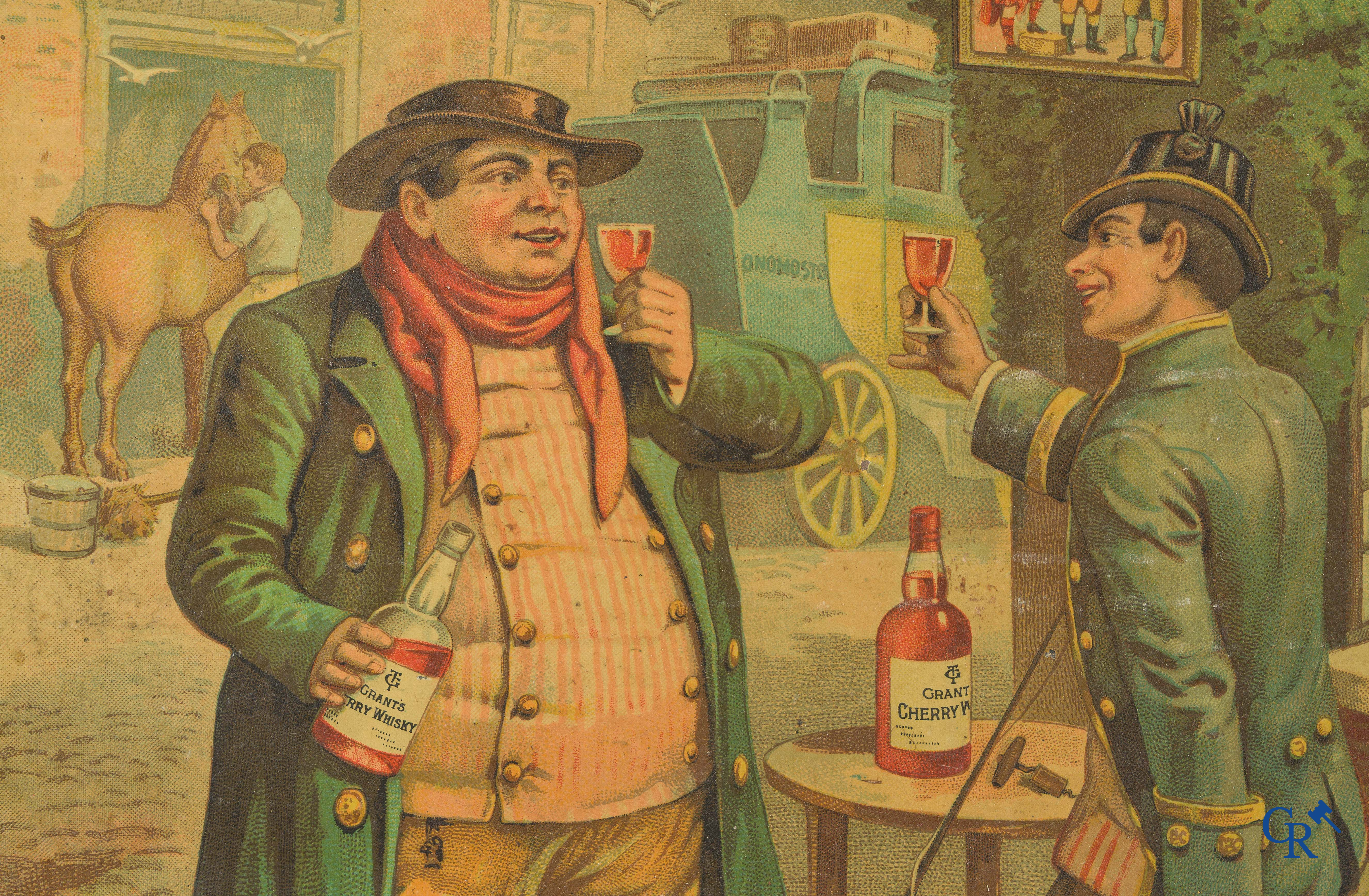 Grant's Cherry Whisky. Publiciteit op blik voor Thos Grant & Sons, Maidstone England. Circa 1910-1920.