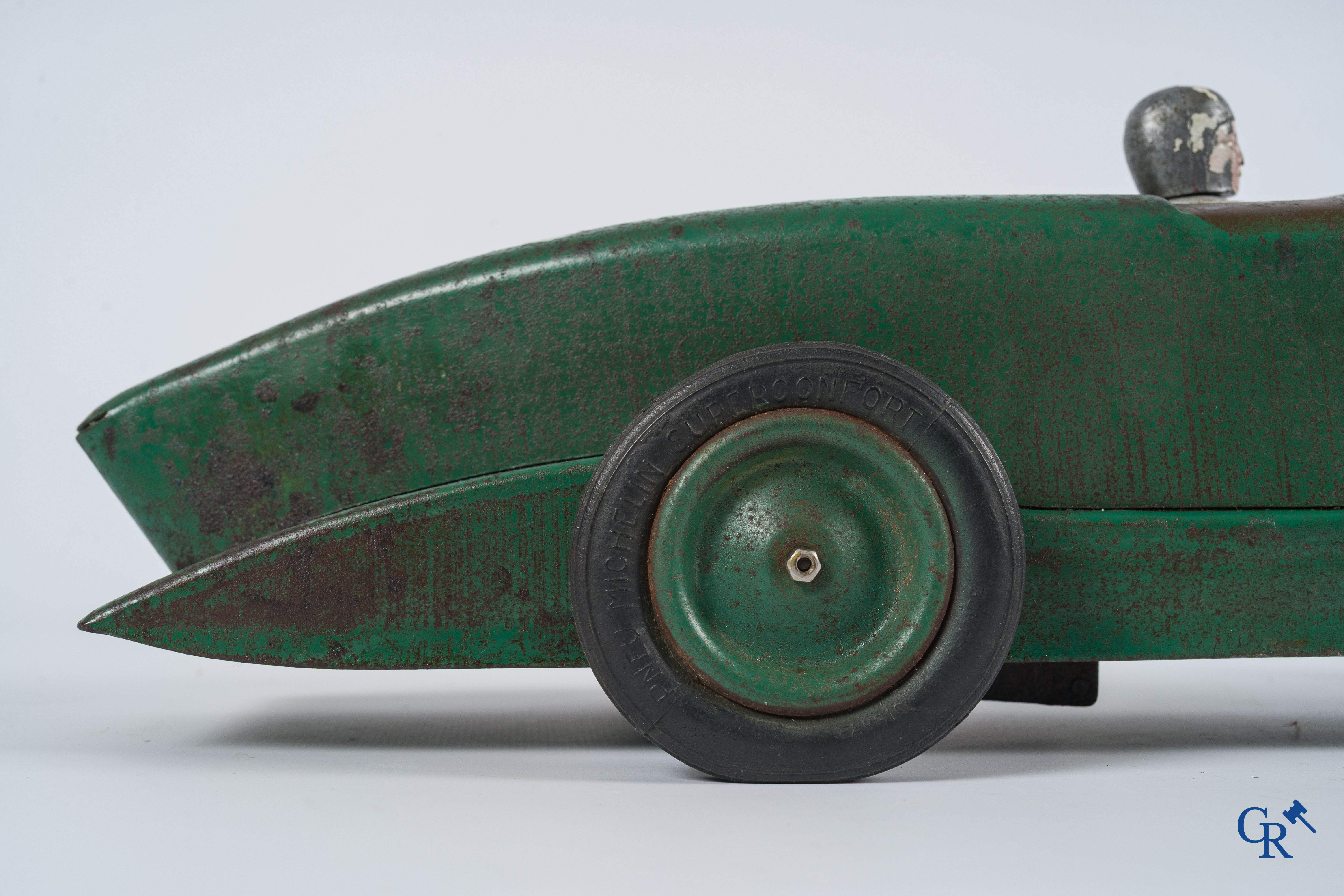 Oud speelgoed. Les Jouets Citroën, Made in France. Speelgoed raceauto in metaal. Jaren '30.