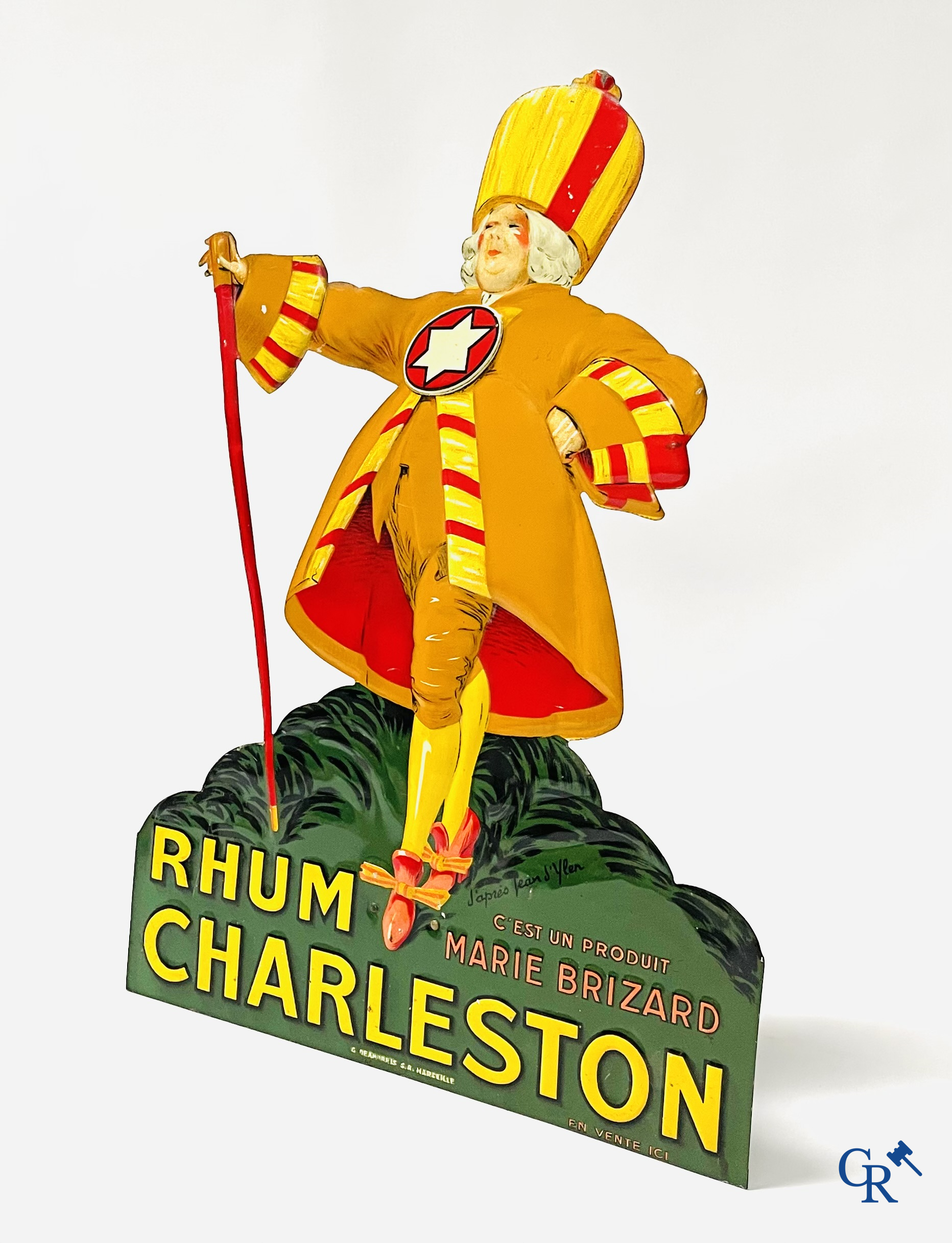 Jean D'Ylen, Publiciteit in bedrukt blik voor Rhum Charleston van Marie Brizard. Jaren '30.
