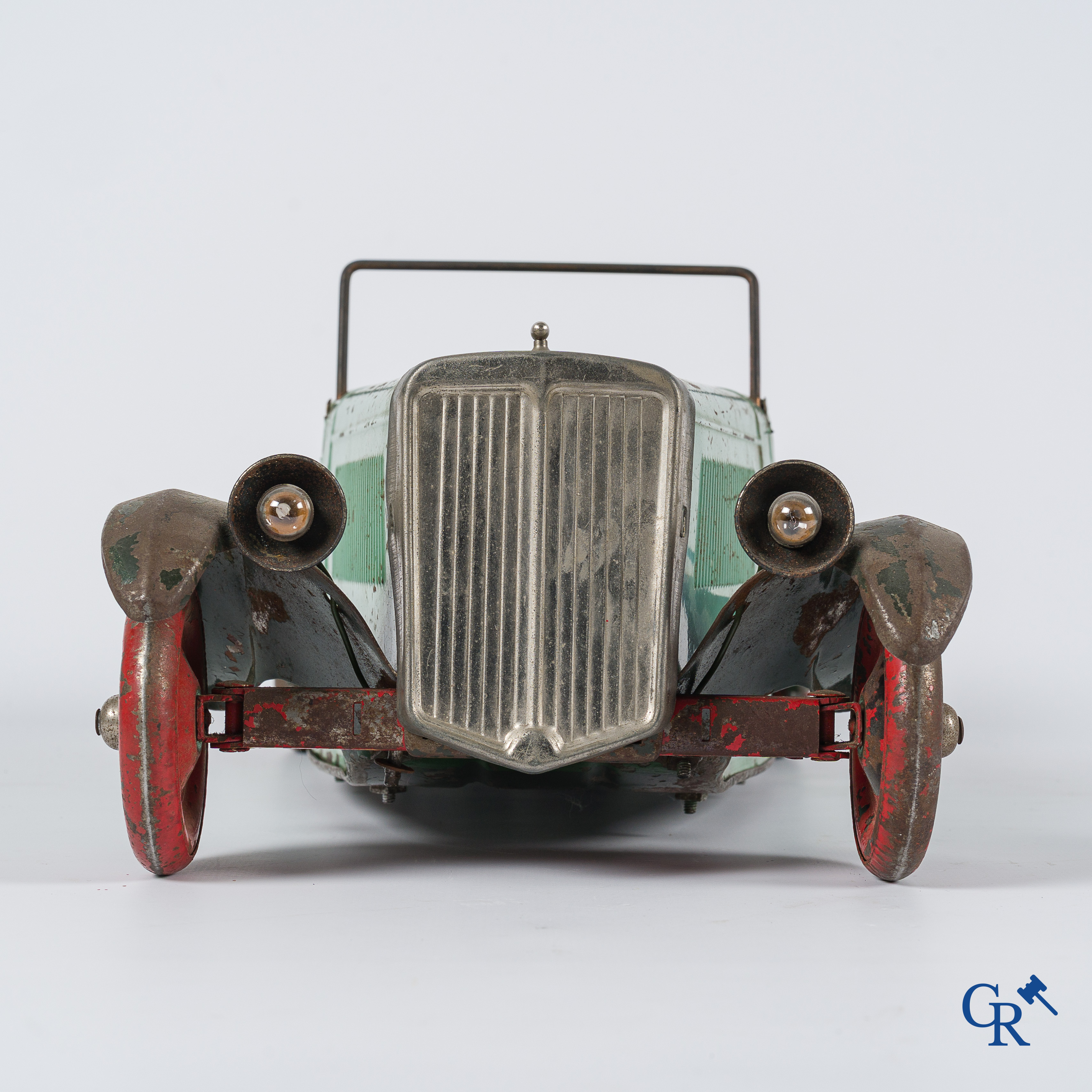 Oud speelgoed. Tri-ang Magic Sports car. MT4. Metaal met opwindmechanisme. Jaren '30.