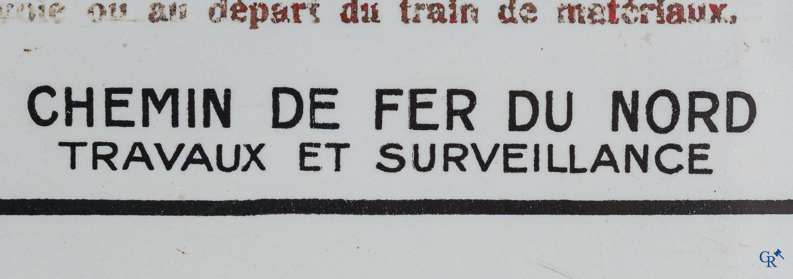 Veiligheidsbord in emaille voor de Franse spoorwegen. Chemin de Fer du Nord. Emaillerie Alsacienne.