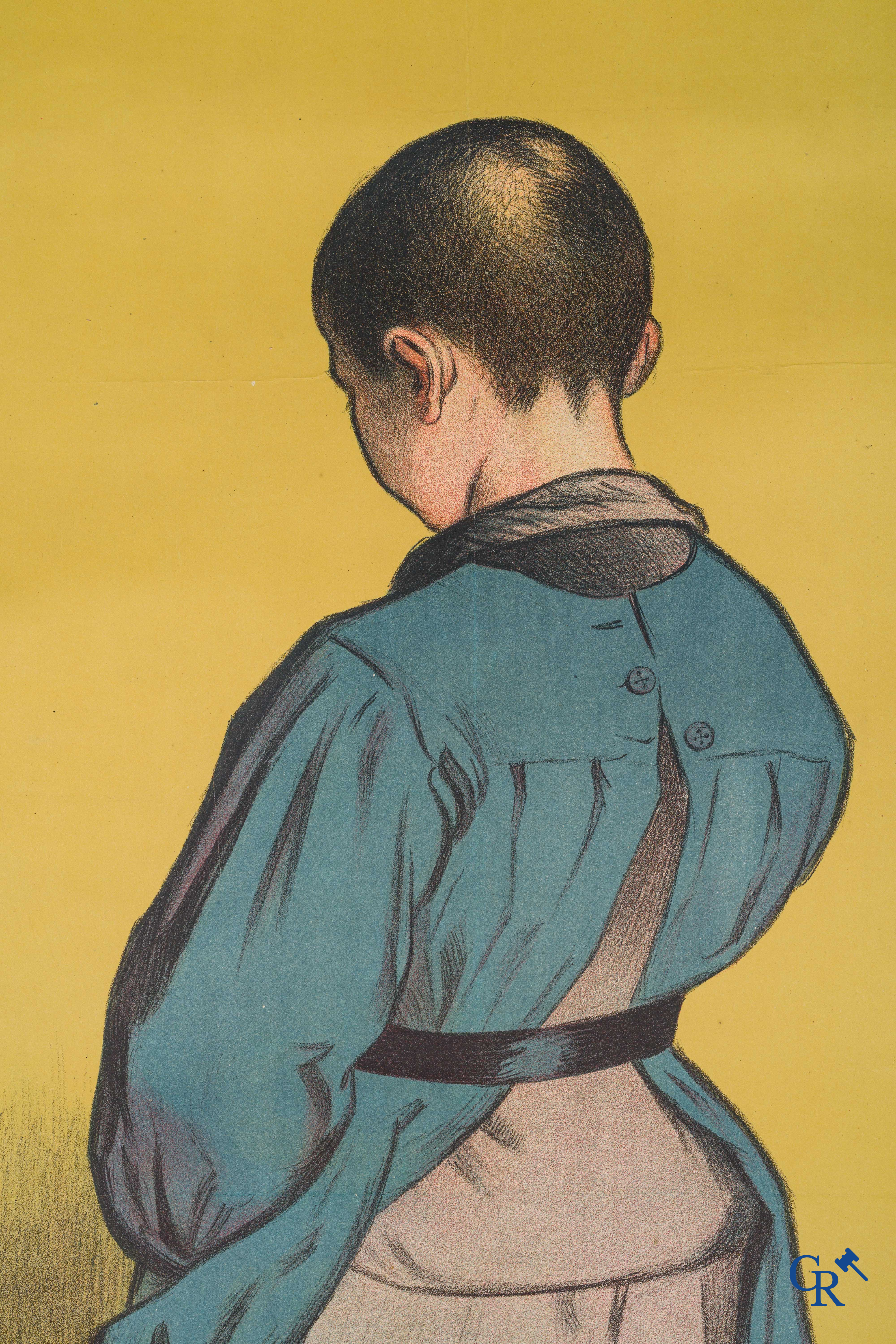 Firmin Bouisset (1859-1925) Zeldzame publiciteitsaffiche voor chocoladekoekjes "La Touraine".