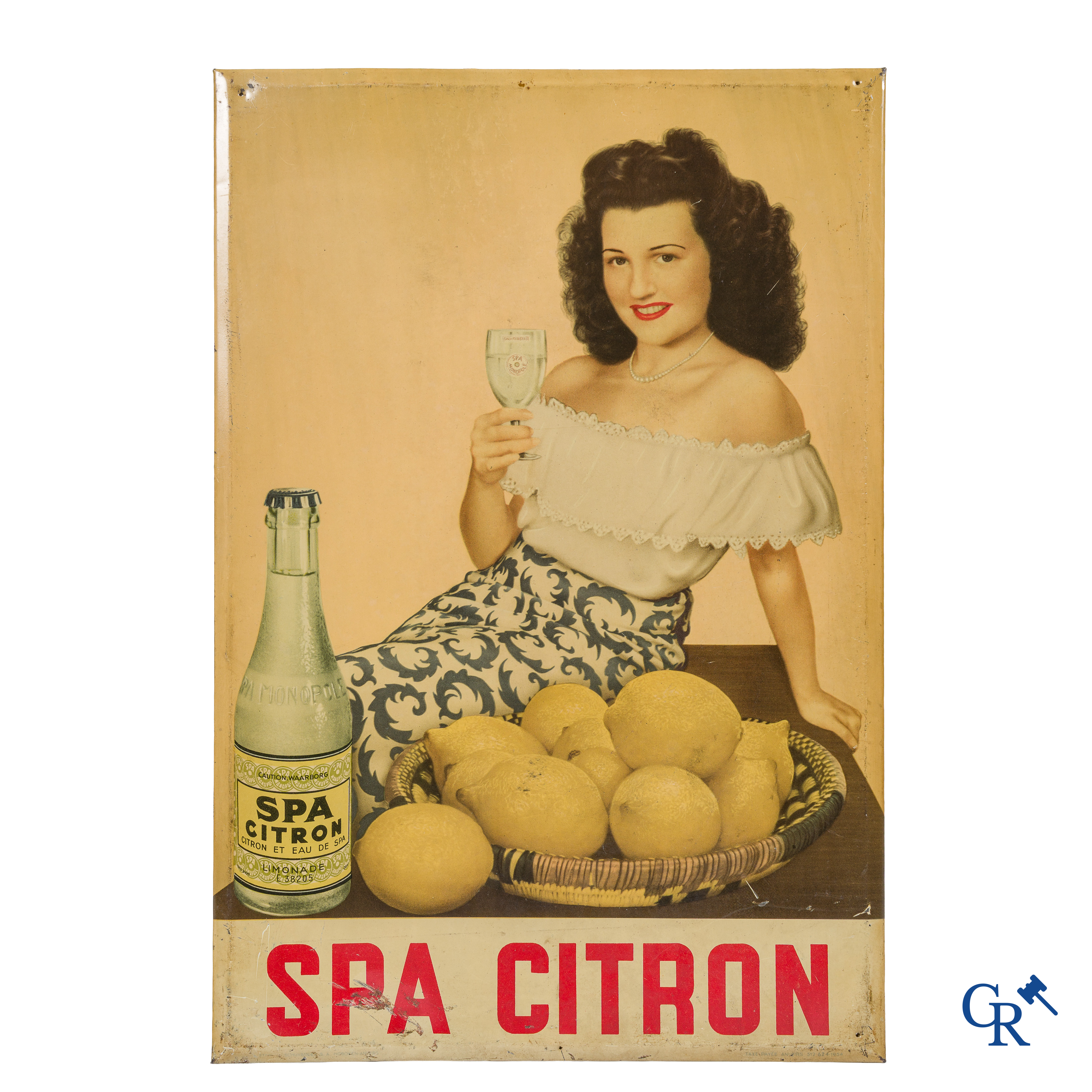 Spa, Publiciteit op blik voor Spa Citron. Etabl. Schuybroeck Anvers, 1954. 